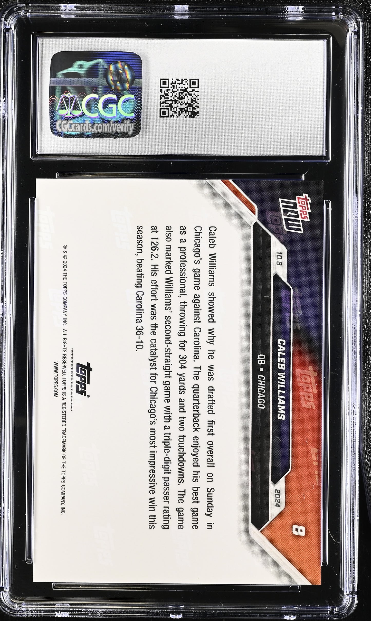2024 Topps Now Caleb Williams #8 CGC 10