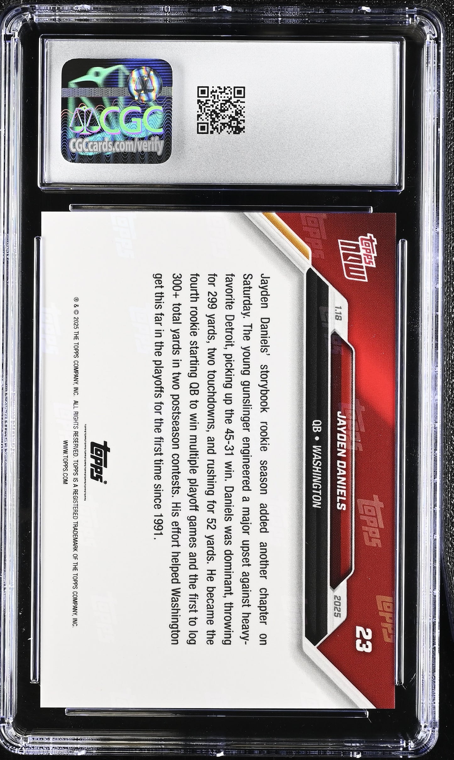 2025 Topps Now Jayden Daniels #23 CGC 10