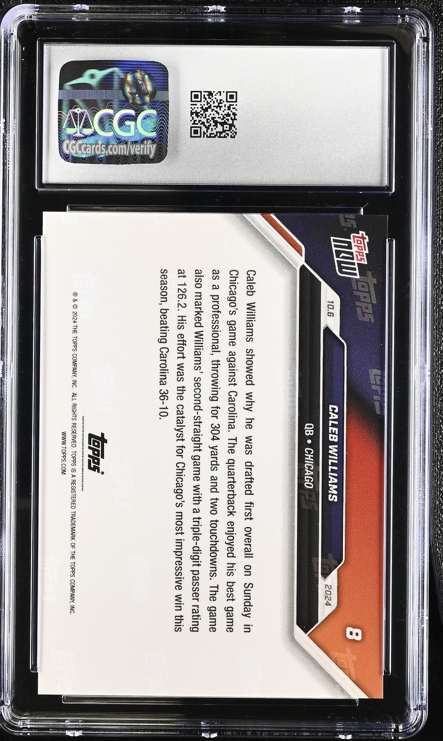 2024 Topps Now Caleb Williams #8 CGC 10