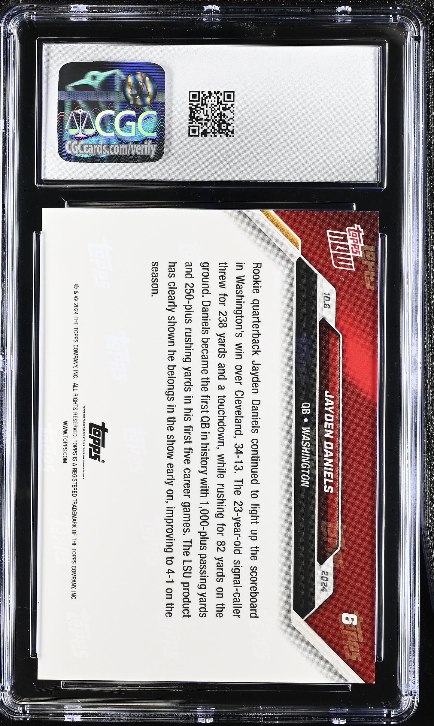 2024 Topps Now Jayden Daniels #6 CGC 10