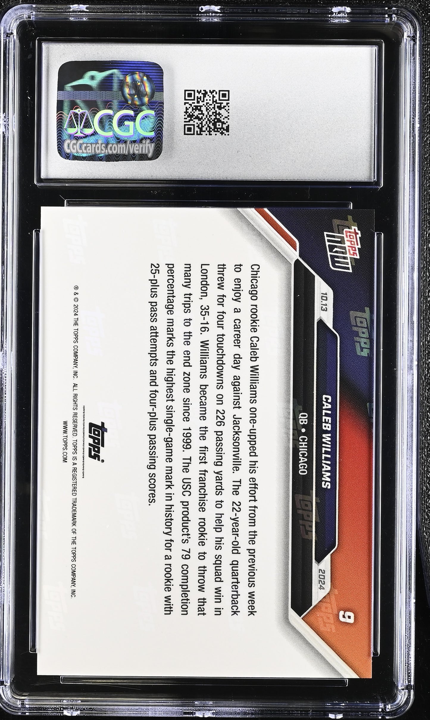 2024 Topps Now Caleb Williams #9 CGC 9