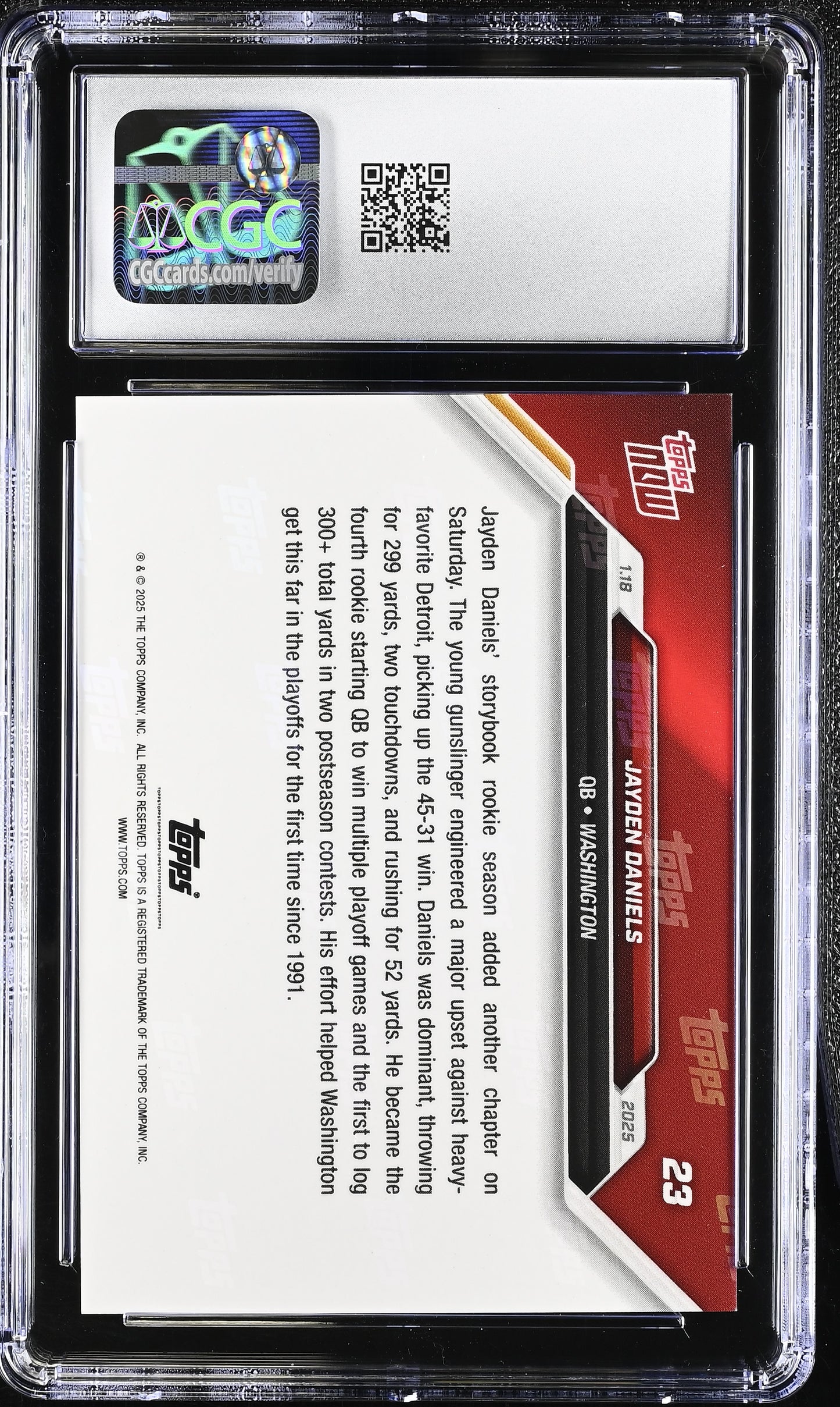 2025 Topps Now Jayden Daniels #23 CGC 9