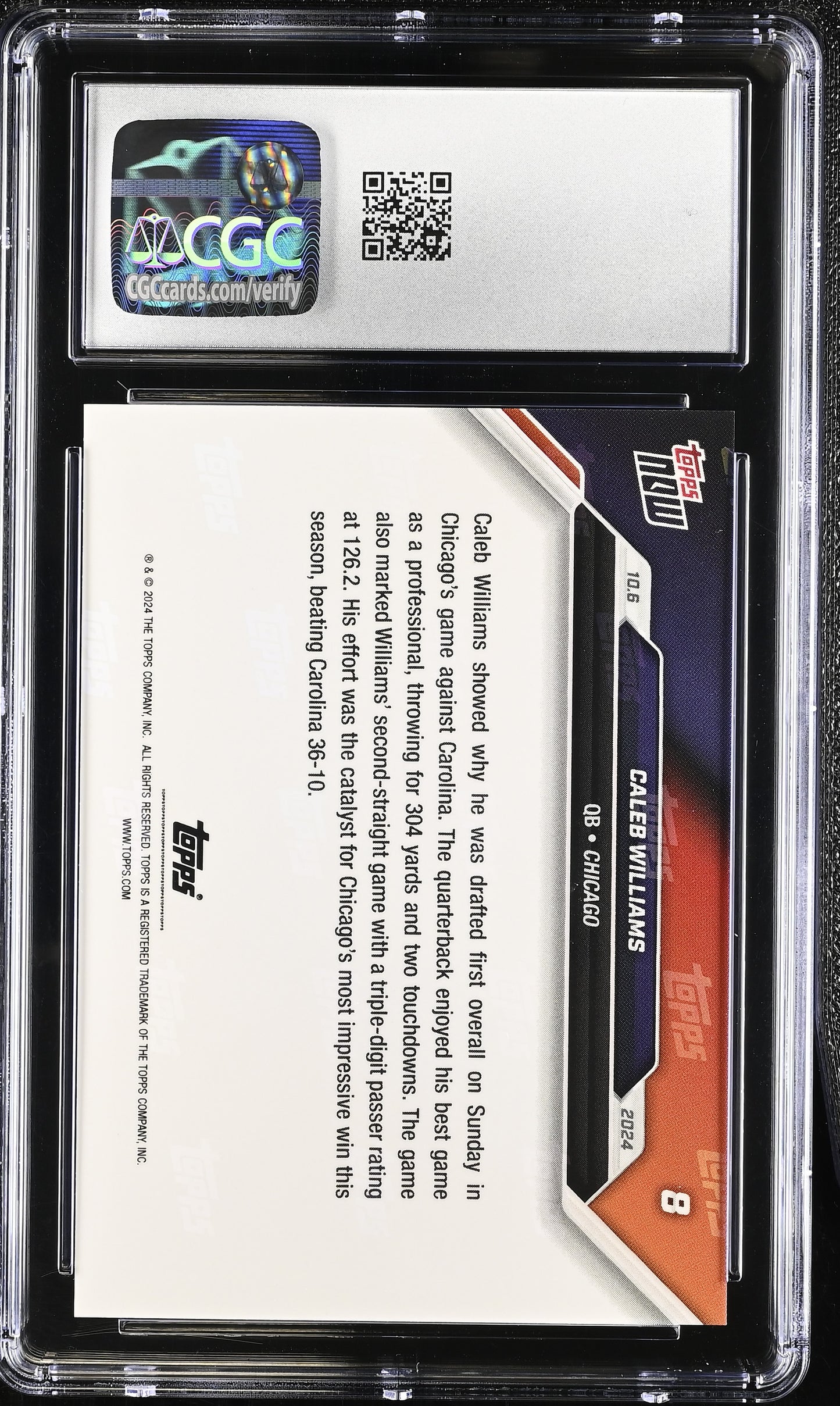 2024 Topps Now Caleb Williams #8 CGC 10