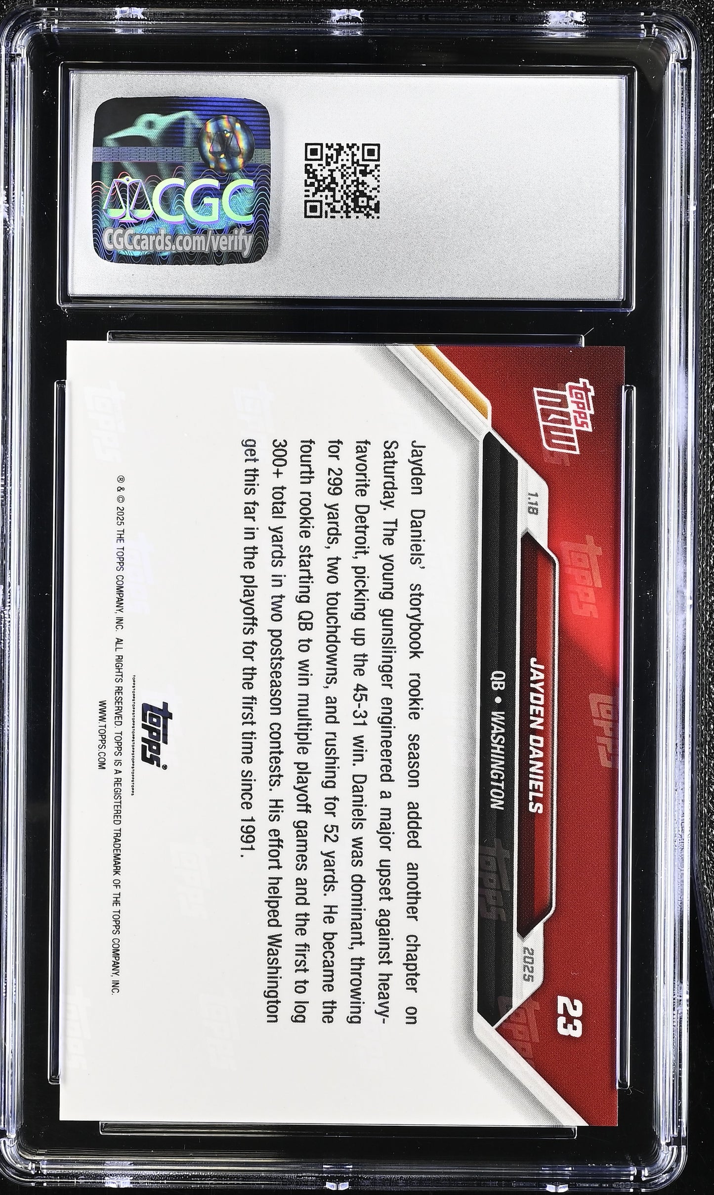 2025 Topps Now Jayden Daniels #23 CGC 9