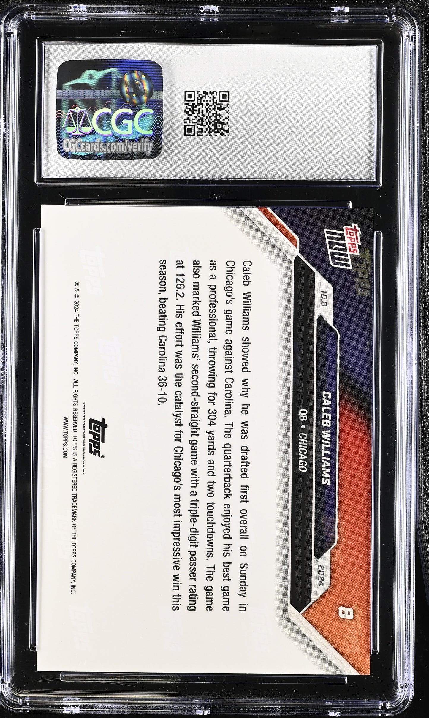 2024 Topps Now Caleb Williams #8 CGC 10