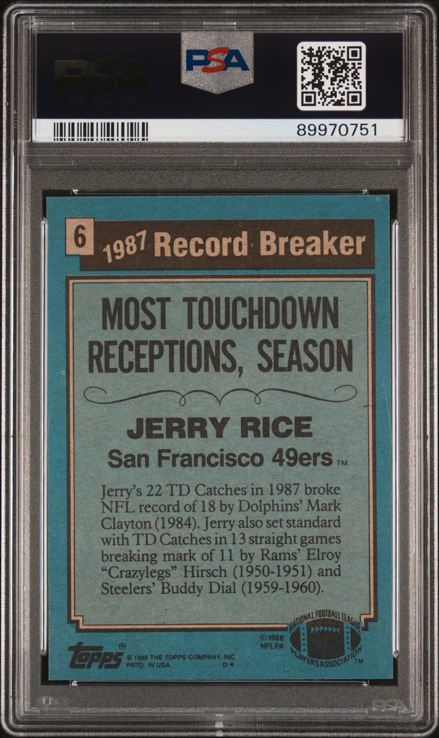 1988 Topps Jerry Rice #6 PSA 8