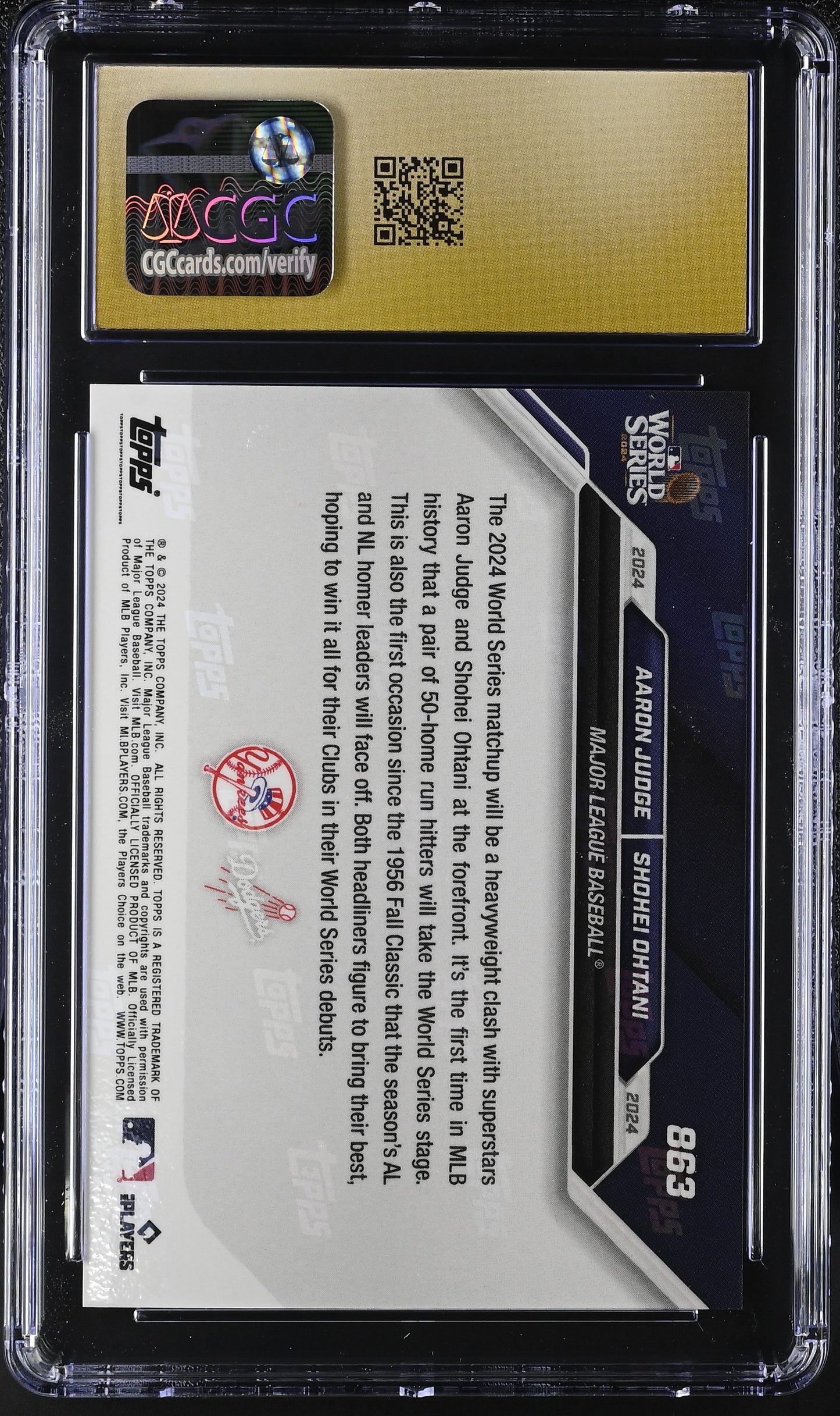 2024 Topps Now Aaron Judge/Shohei Ohtani #863 CGC Black Label Pristine 10