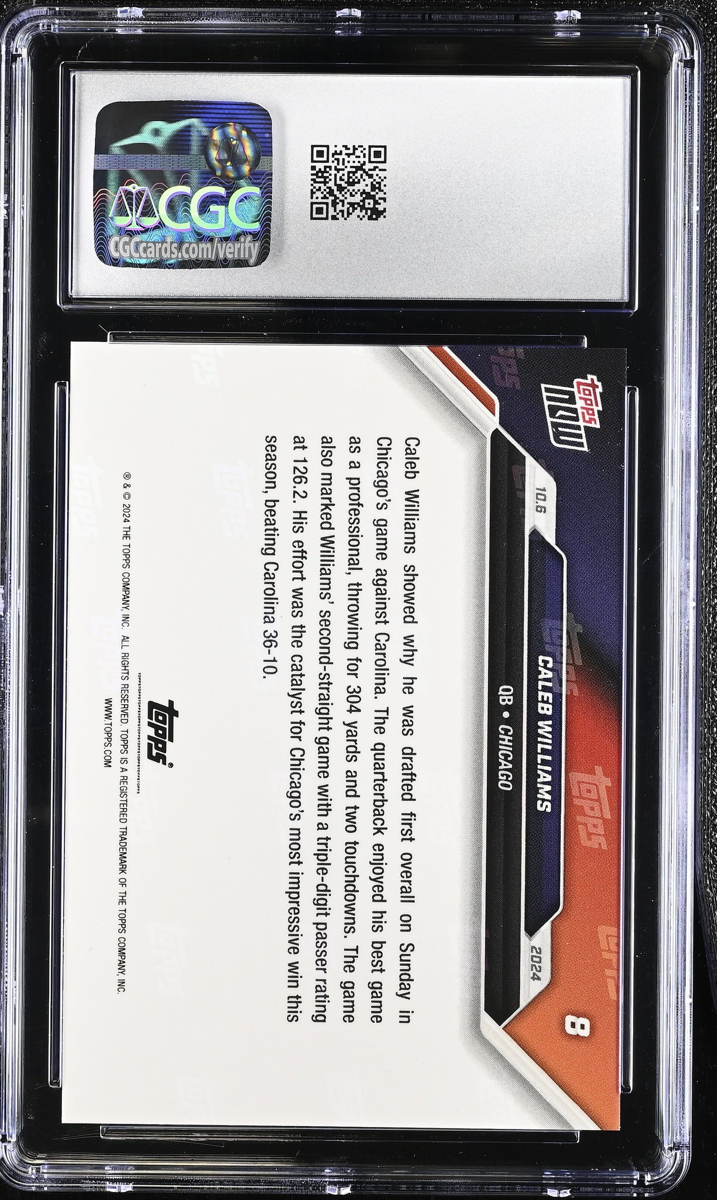 2024 Topps Now Caleb Williams #8 CGC 10