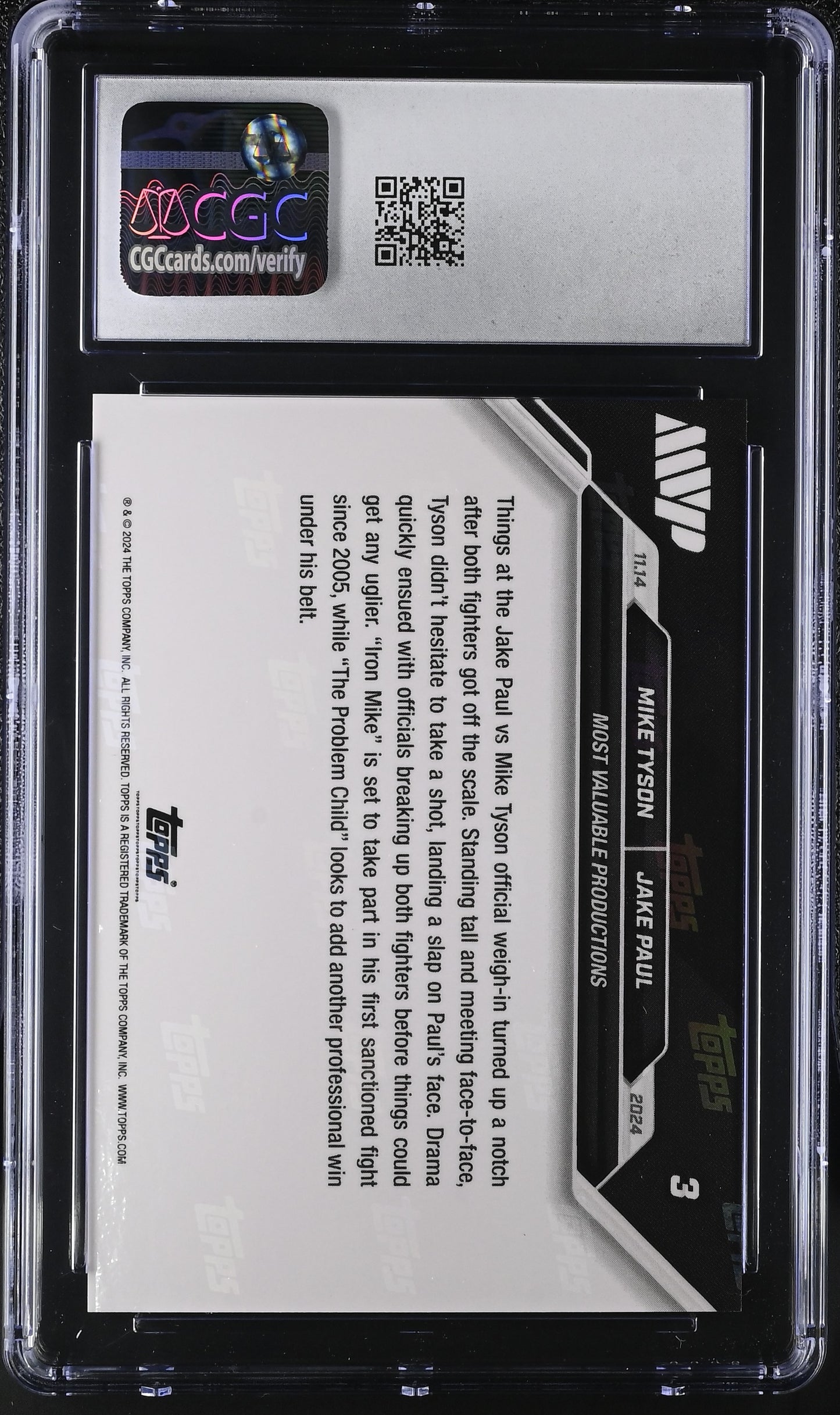 2024 Topps Now Boxing Mike Tyson/Jake Paul #3 CGC 10