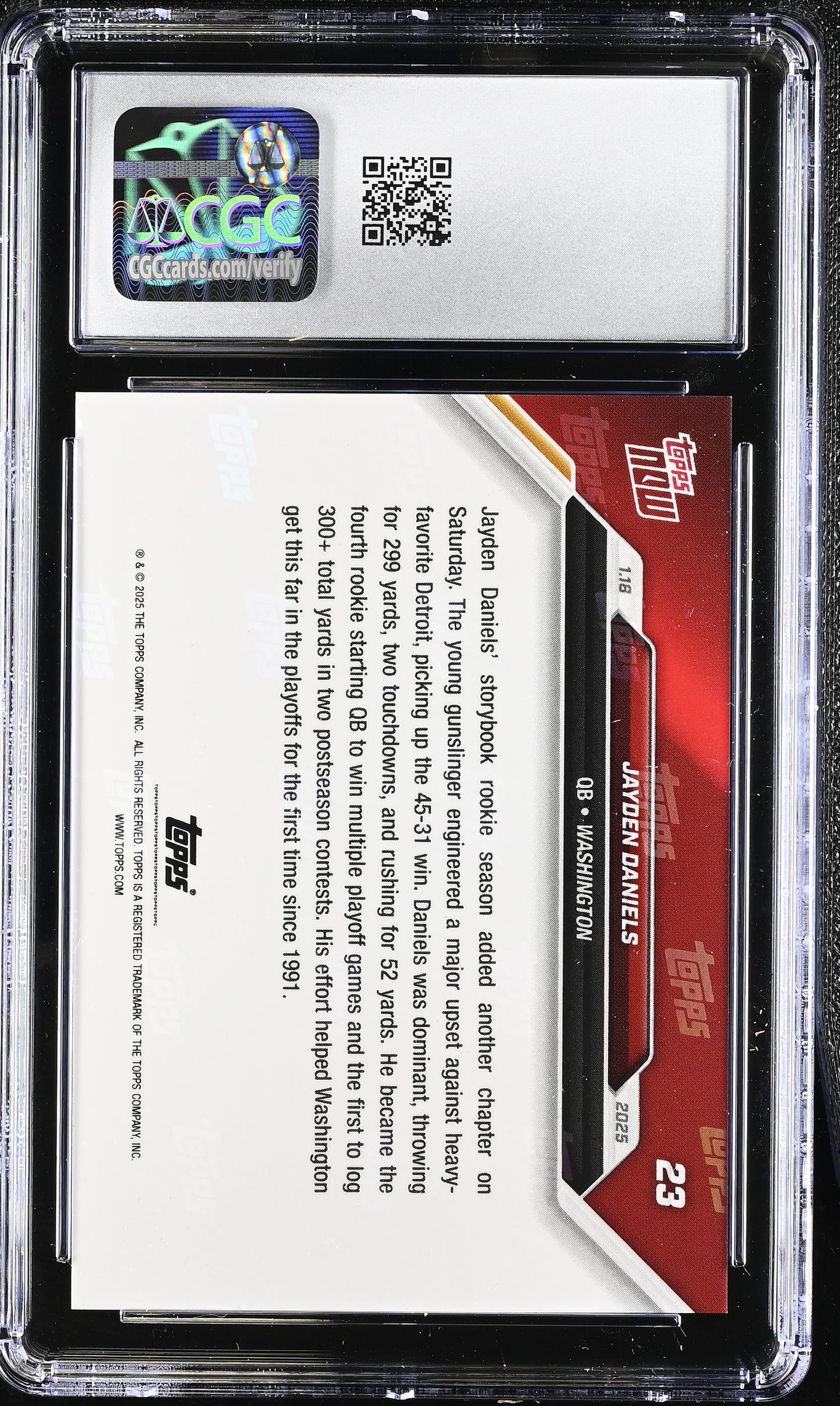 2025 Topps Now Jayden Daniels #23 CGC 10