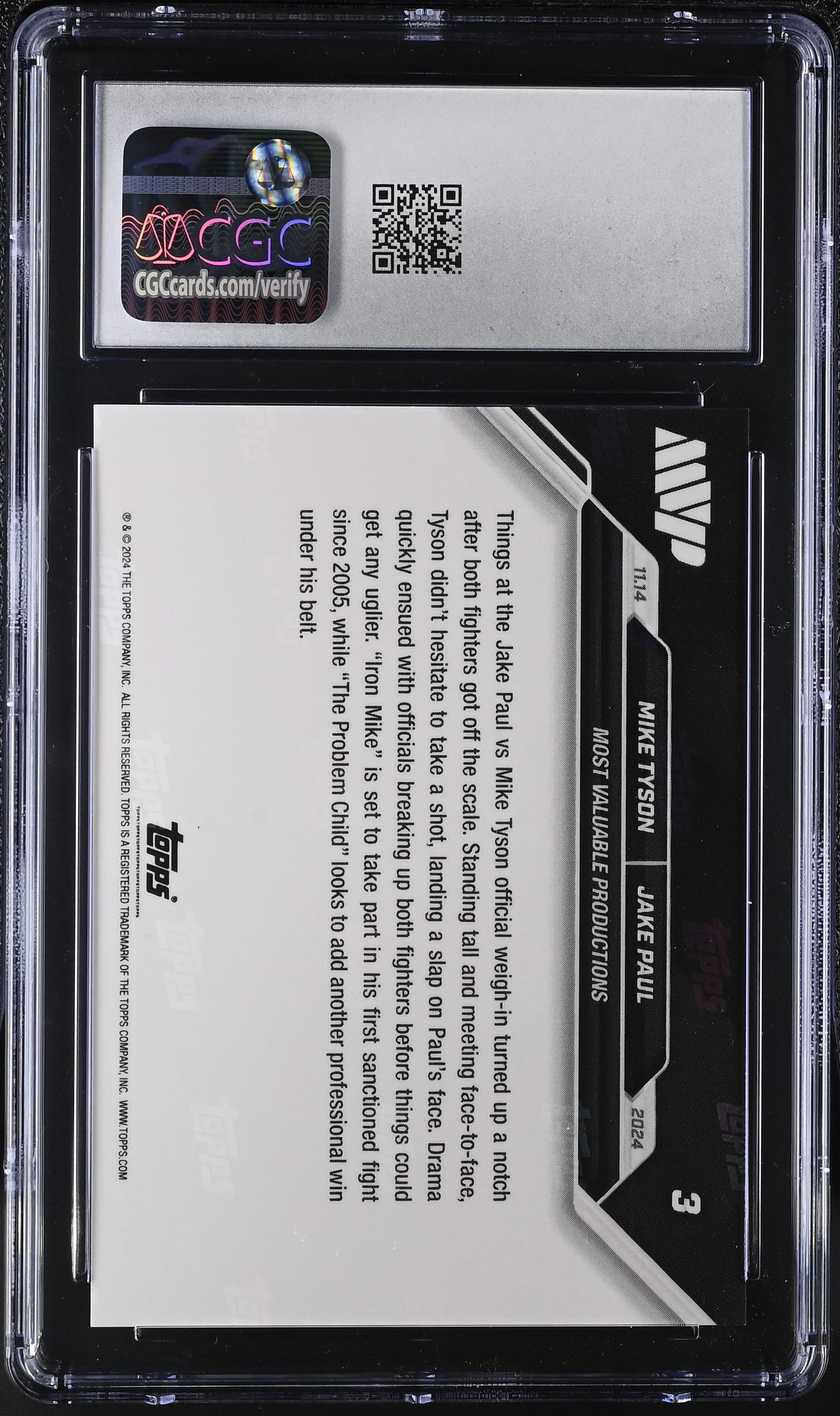 2024 Topps Now Boxing Mike Tyson/Jake Paul #3 CGC 9.5