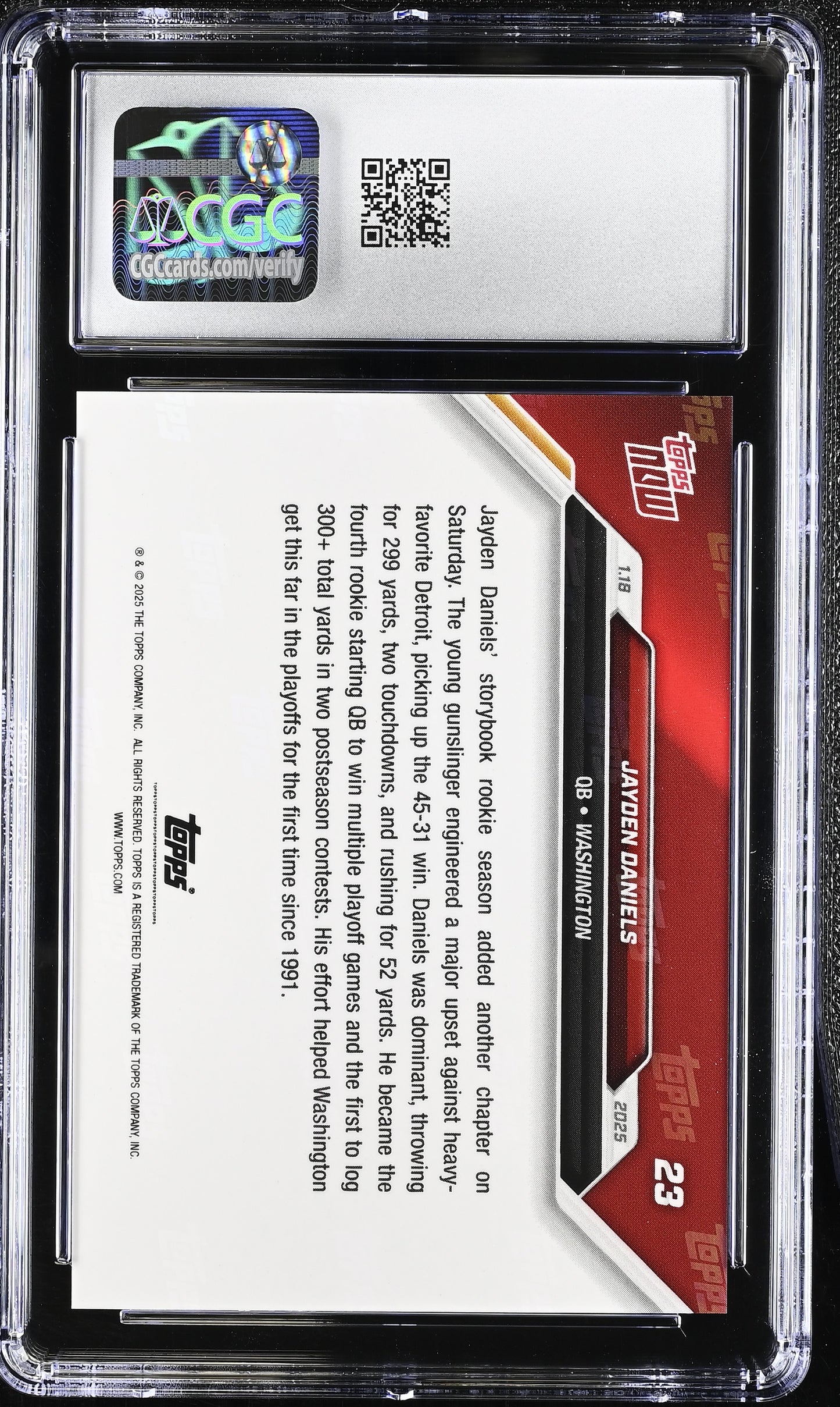 2025 Topps Now Jayden Daniels #23 CGC 10