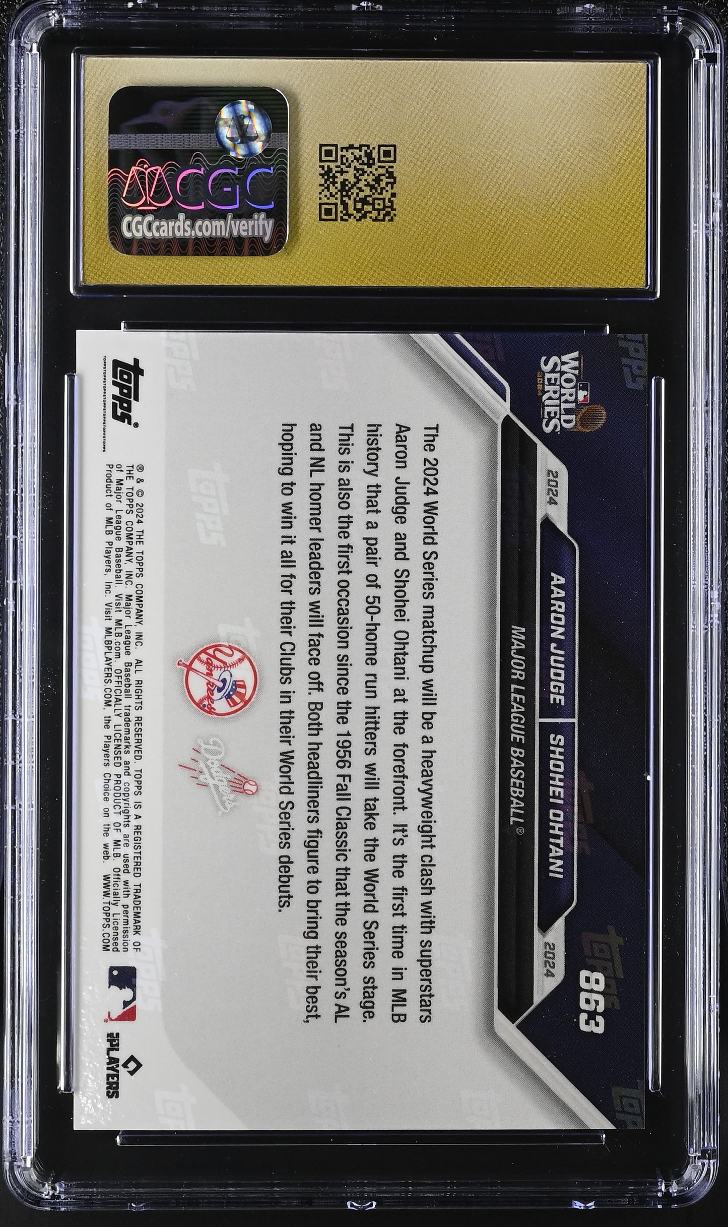 2024 Topps Now Aaron Judge/Shohei Ohtani #863 CGC Black Label Pristine 10
