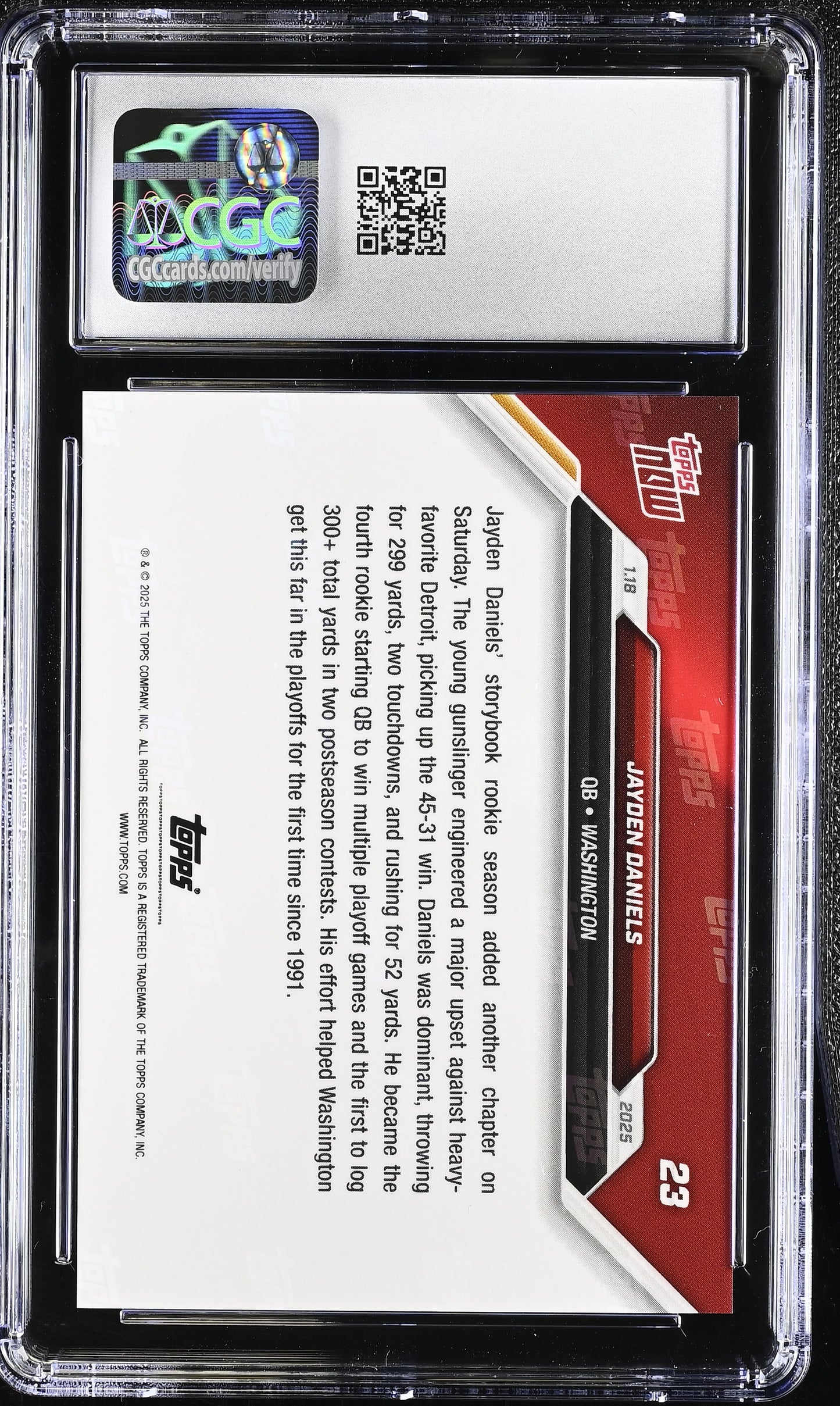 2025 Topps Now Jayden Daniels #23 CGC 6.5