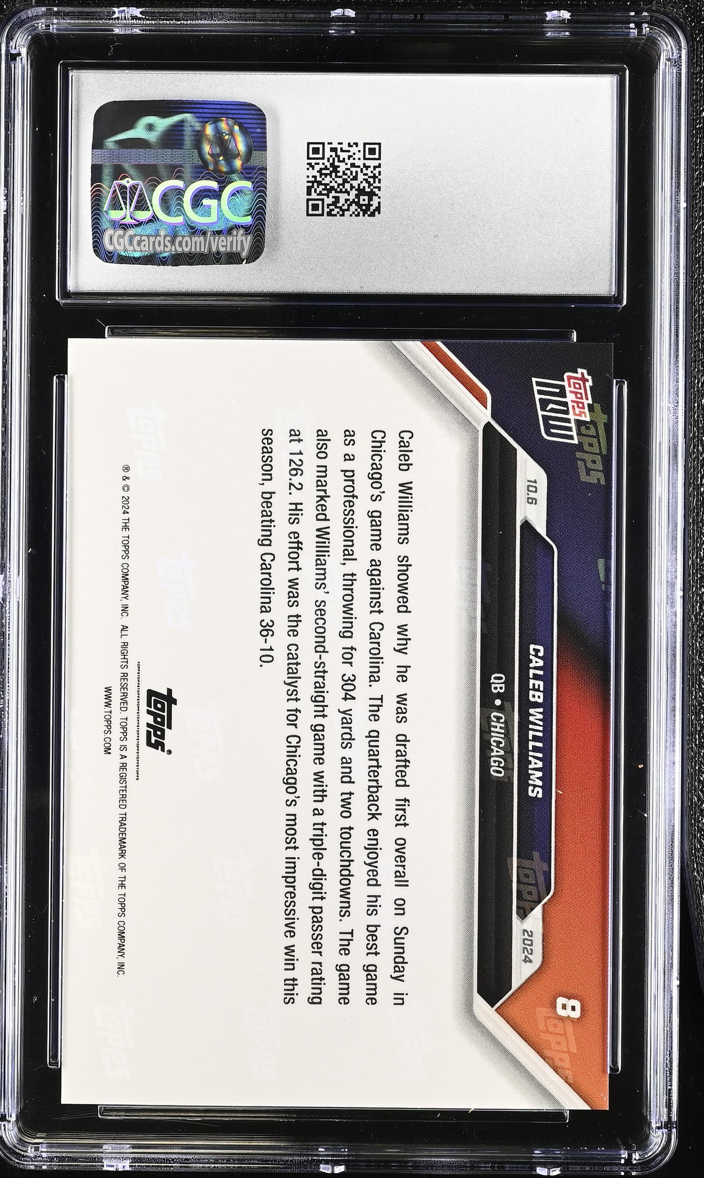 2024 Topps Now Caleb Williams #8 CGC 10
