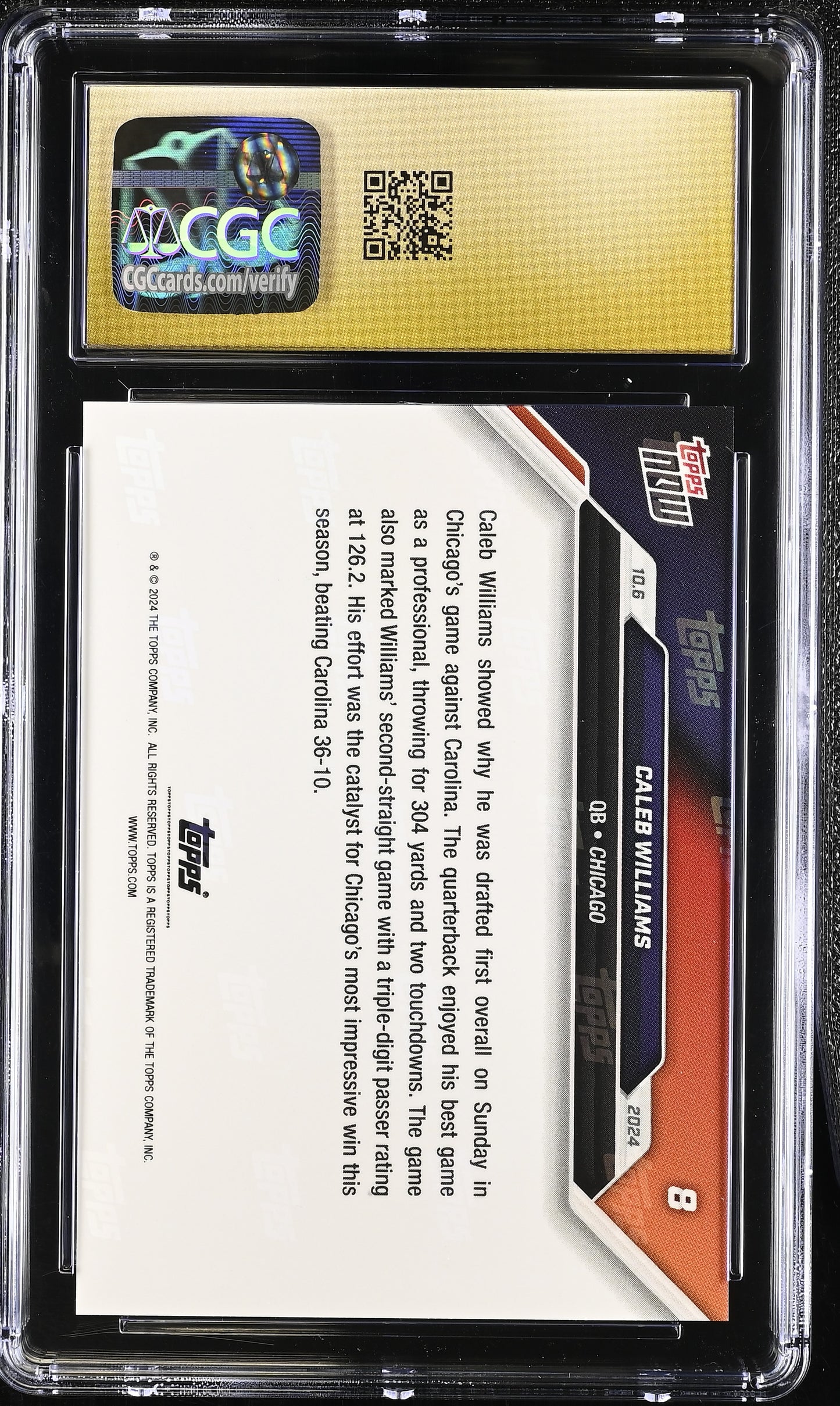 2024 Topps Now Caleb Williams #8 CGC 10 Pristine Black Label