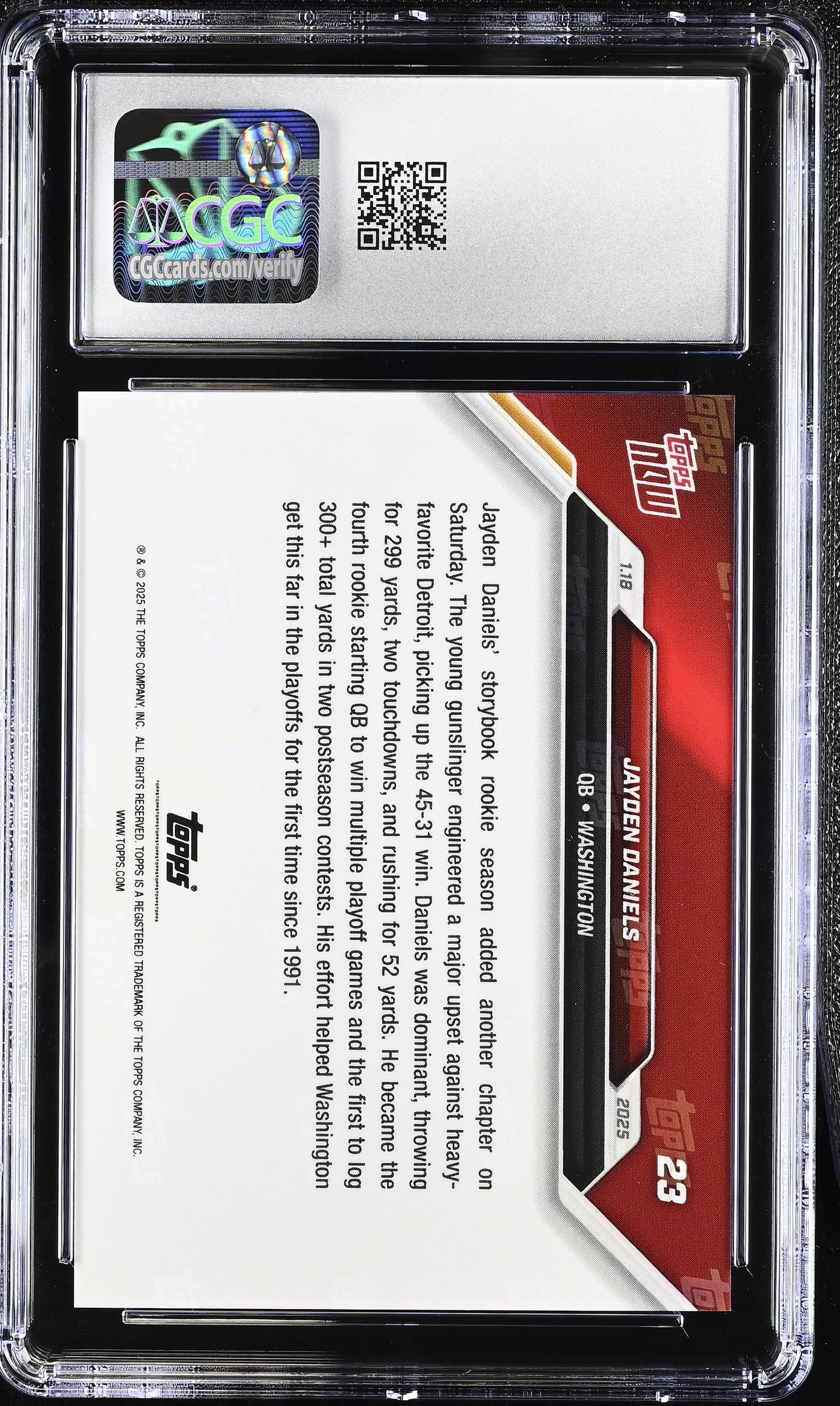 2025 Topps Now Jayden Daniels #23 CGC 10