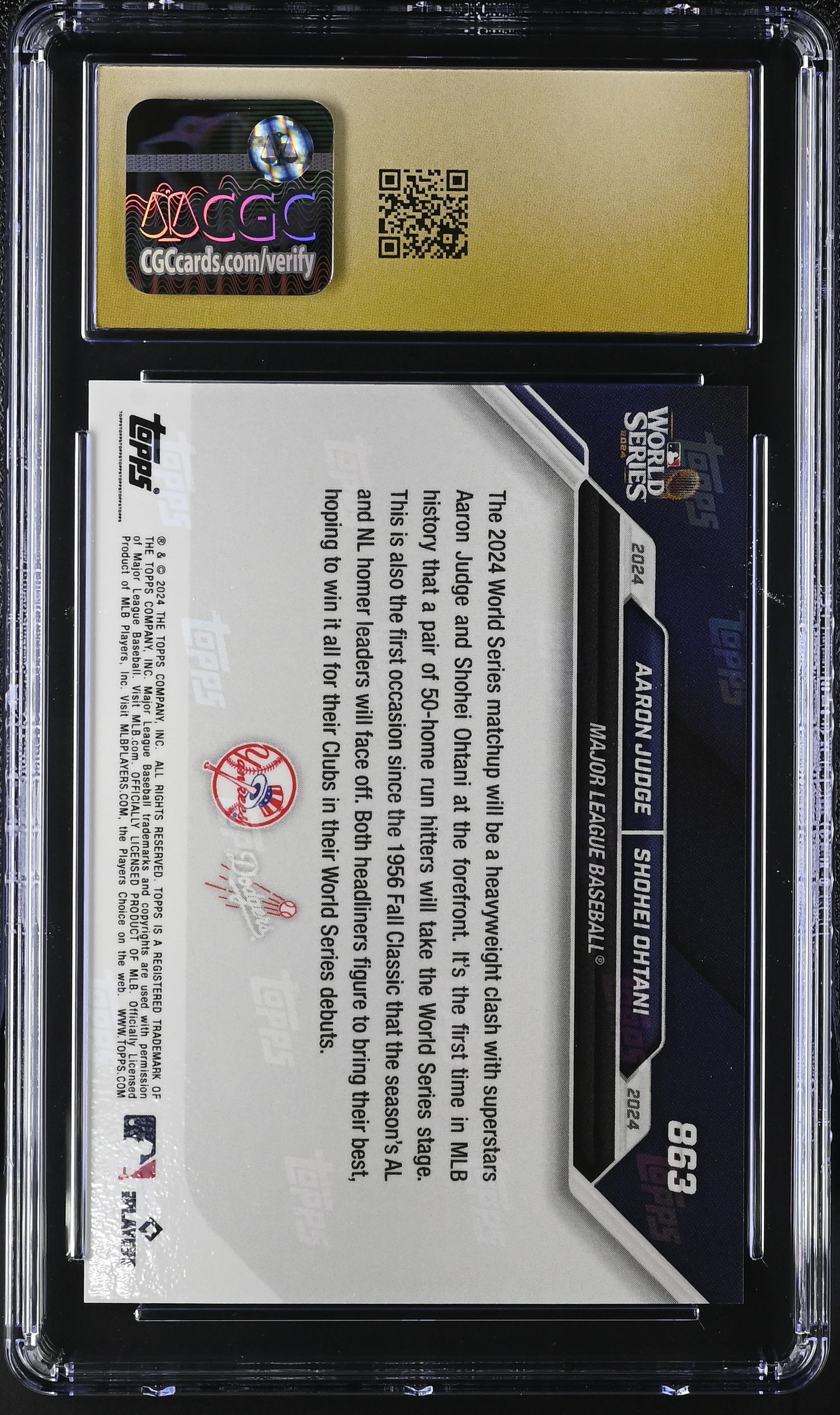 2024 Topps Now Aaron Judge/Shohei Ohtani #863 CGC Black Label Pristine 10