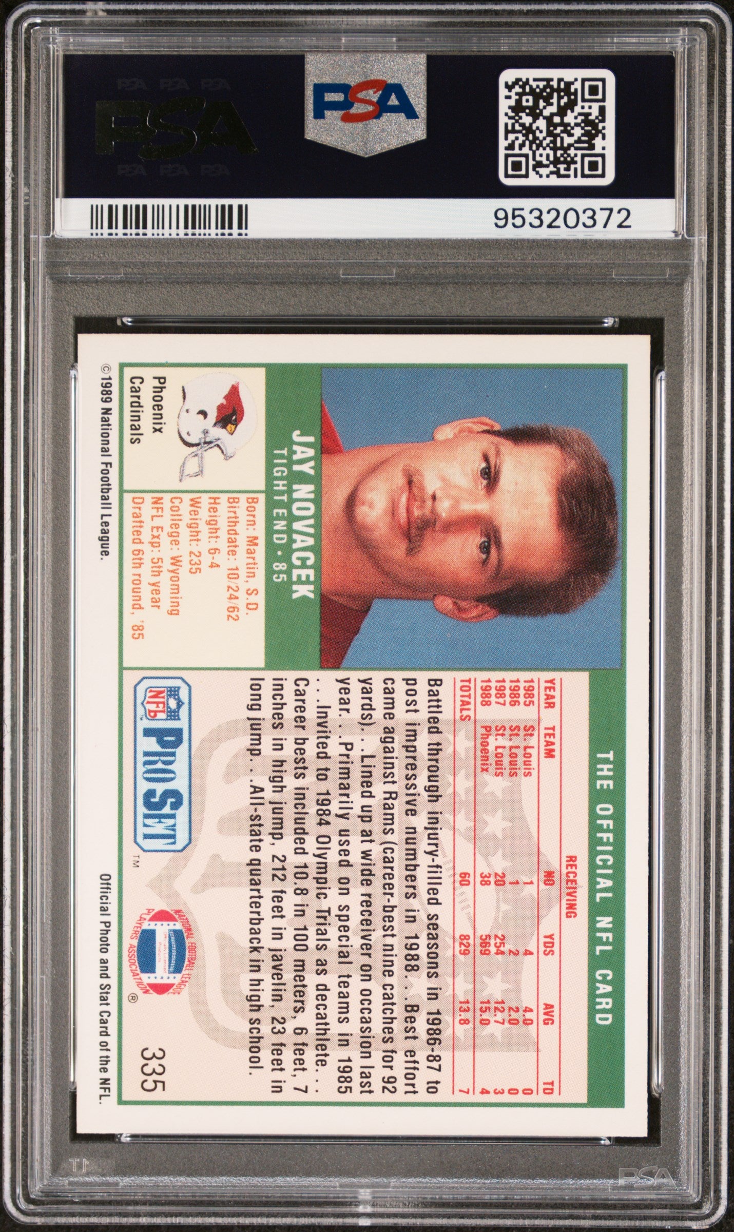 1989 Pro Set Jay Novacek #335 PSA 9