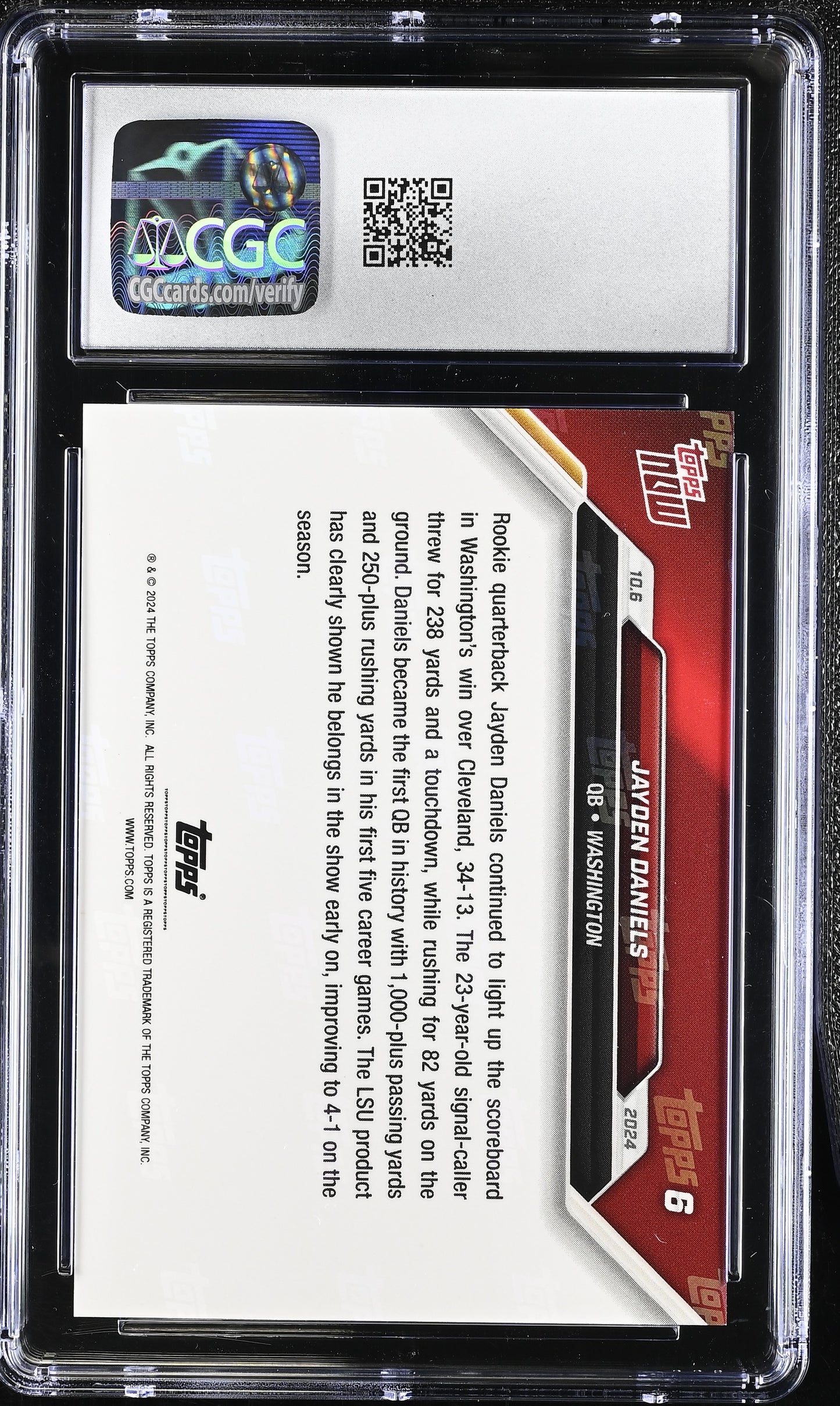 2024 Topps Now Jayden Daniels #6 CGC 9