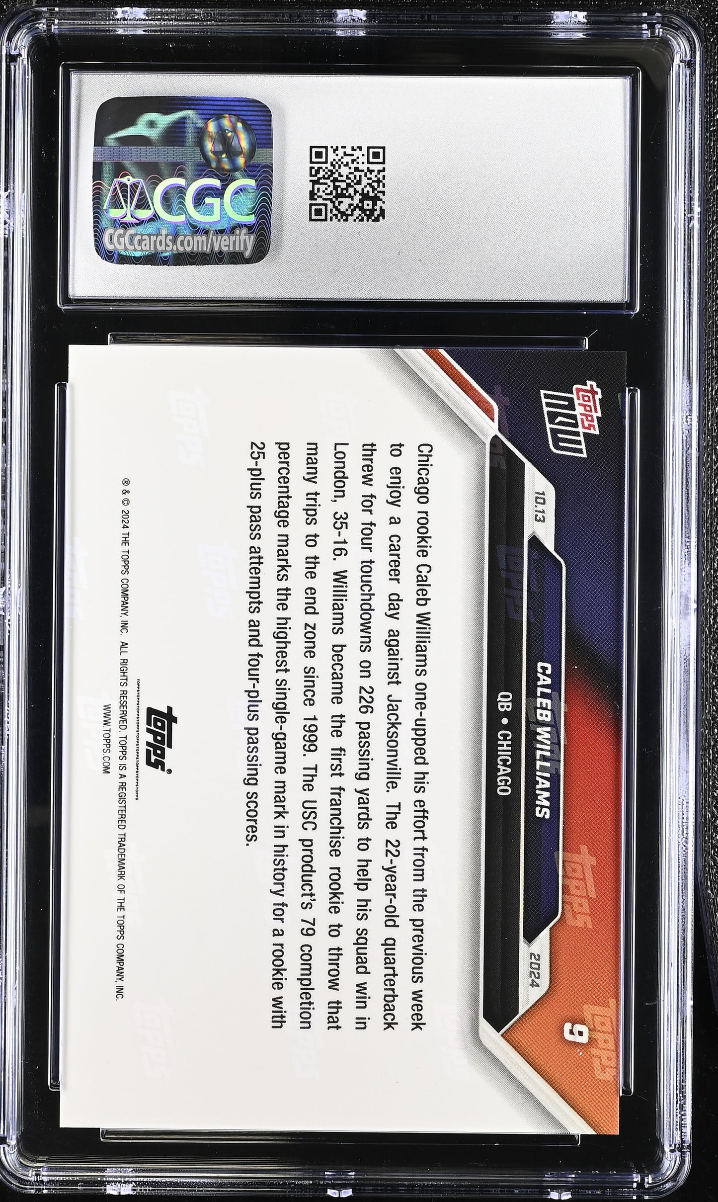 2024 Topps Now Caleb Williams #9 CGC 9.5