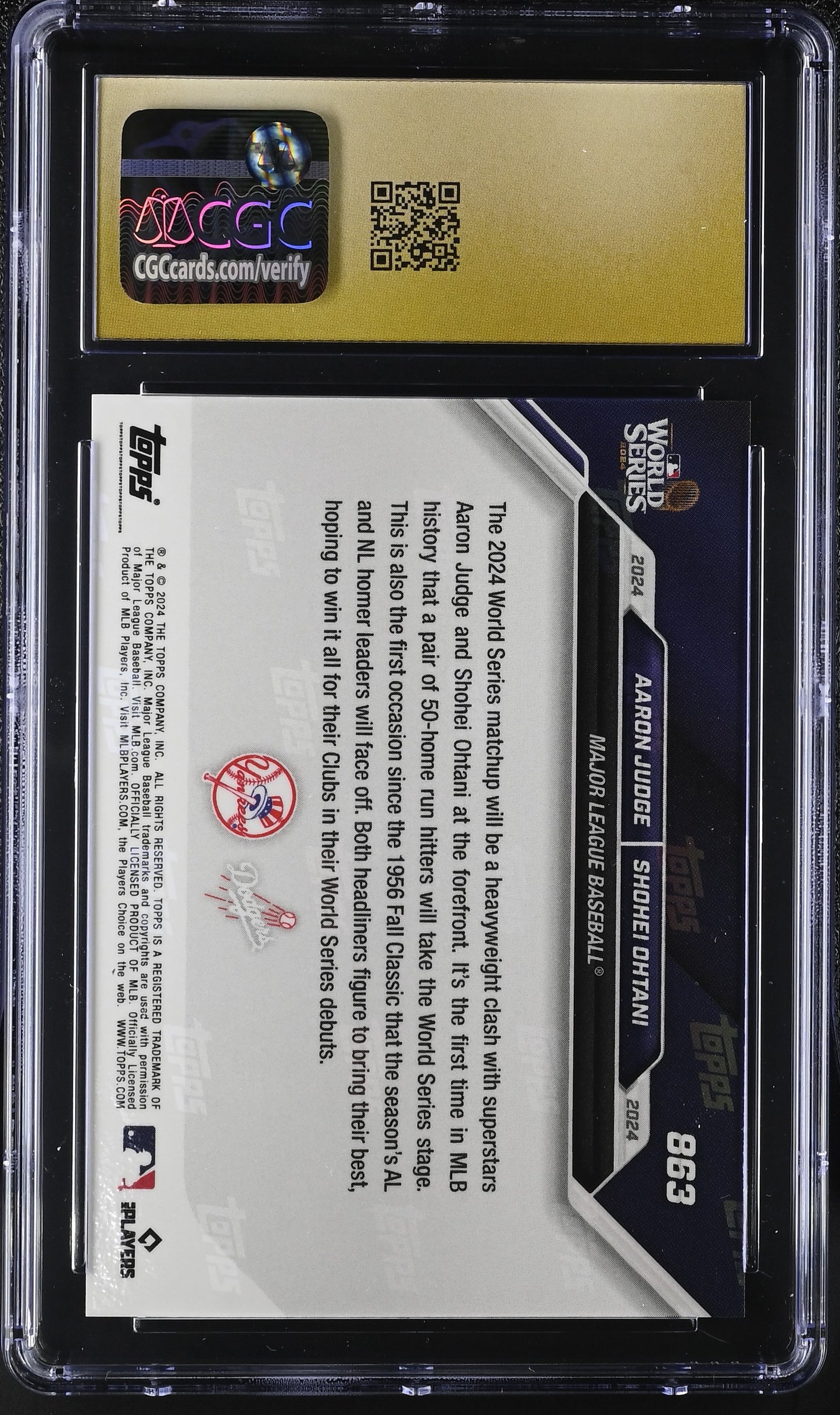 2024 Topps Now Aaron Judge/Shohei Ohtani #863 CGC Black Label Pristine 10