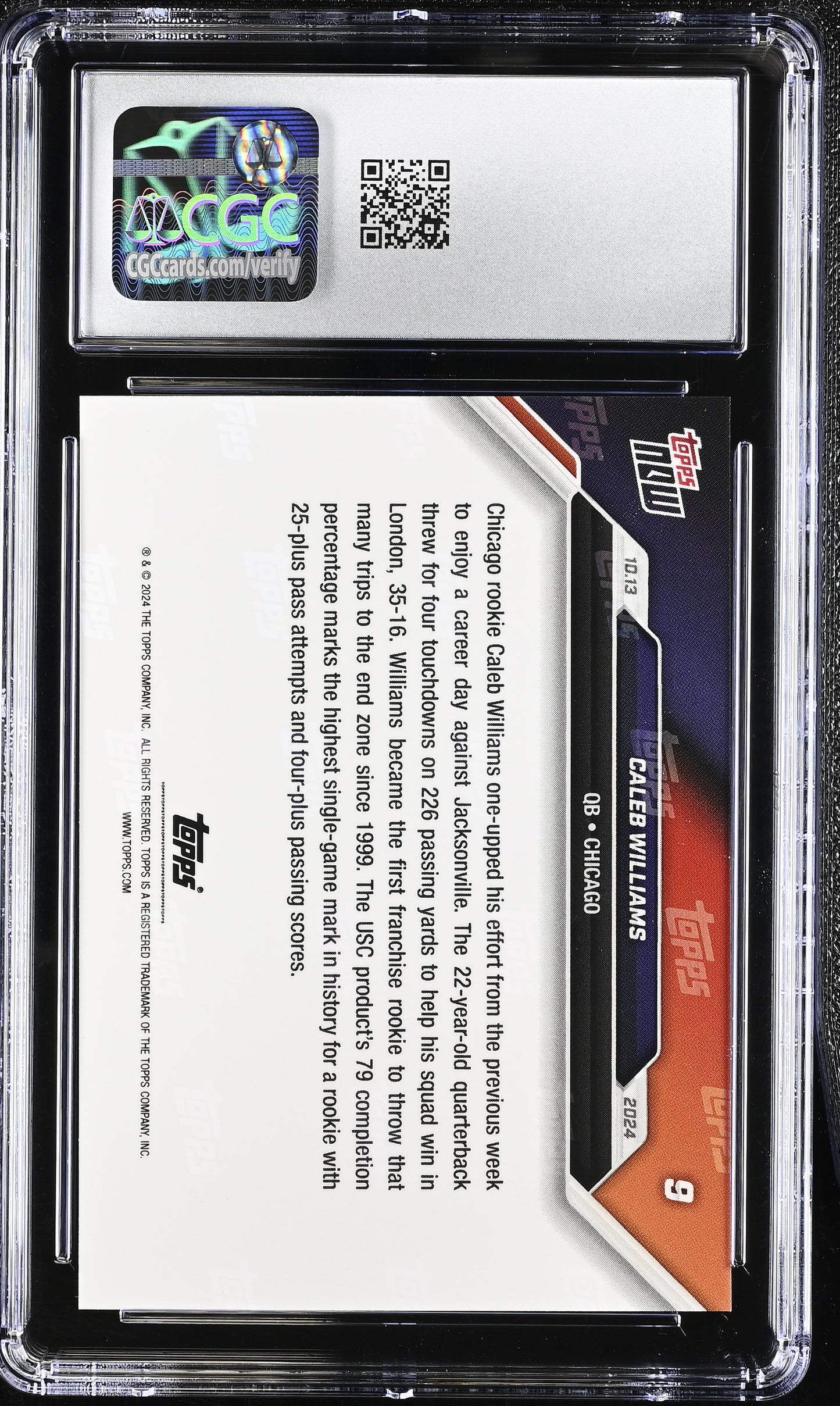 2024 Topps Now Caleb Williams #9 CGC 9.5