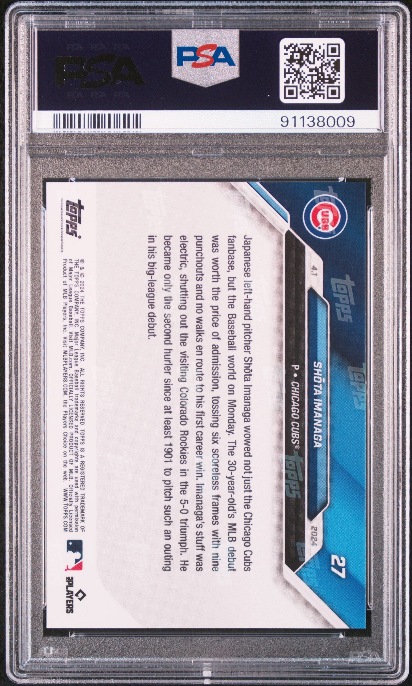 2024 Topps Now Shota Imanaga #27 PSA 10