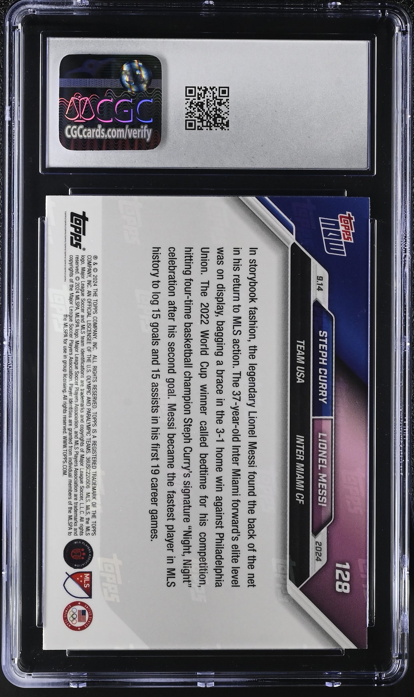 2024 Topps Now MLS Steph Curry/Lionel Messi #128 CGC 7
