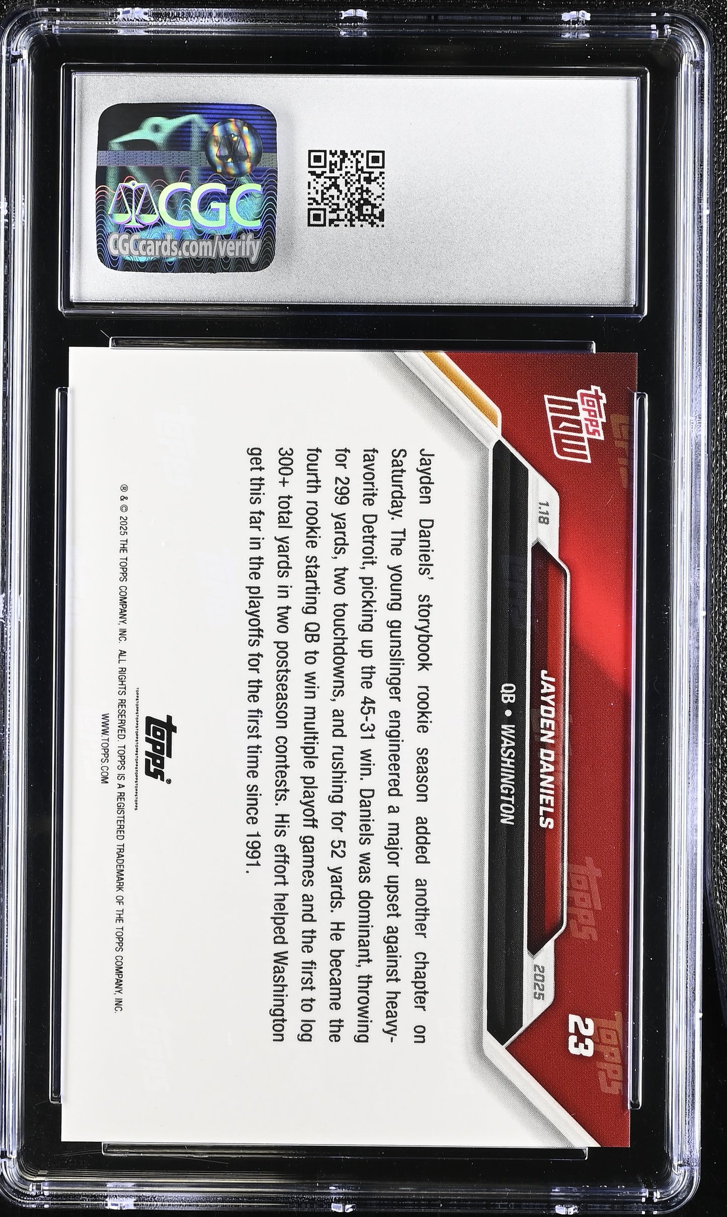 2025 Topps Now Jayden Daniels #23 CGC 9.5