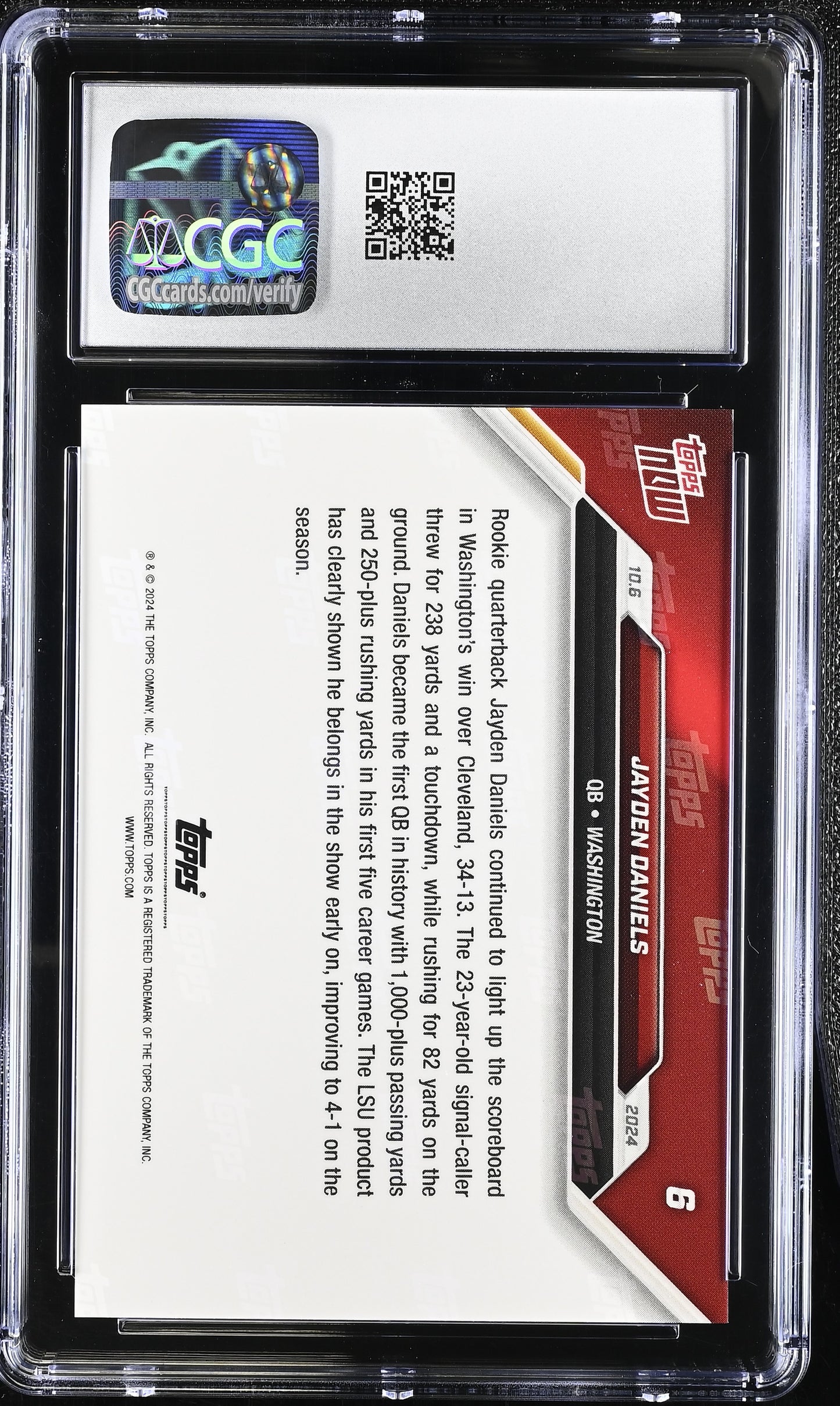 2024 Topps Now Jayden Daniels #6 CGC 9
