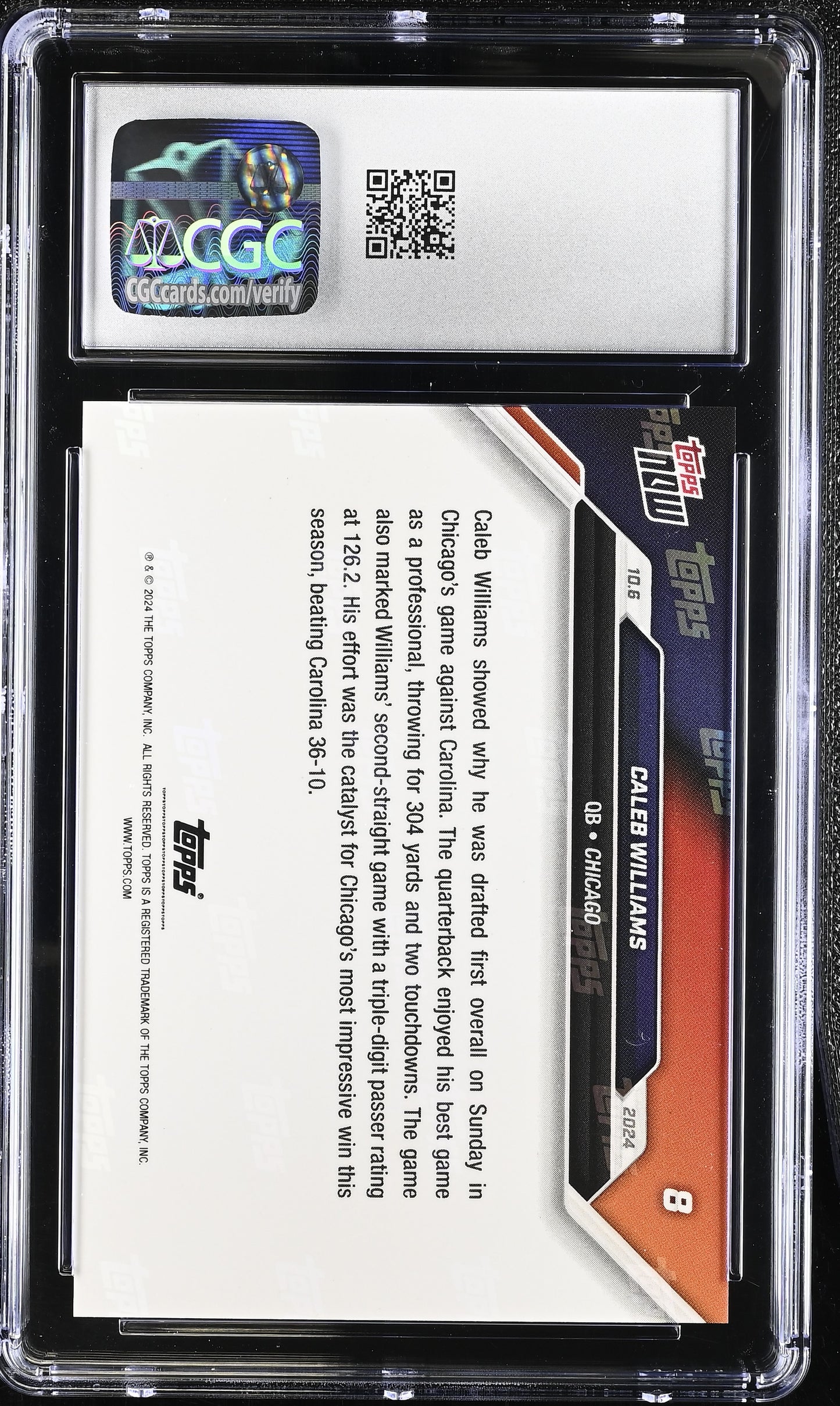 2024 Topps Now Caleb Williams #8 CGC 10