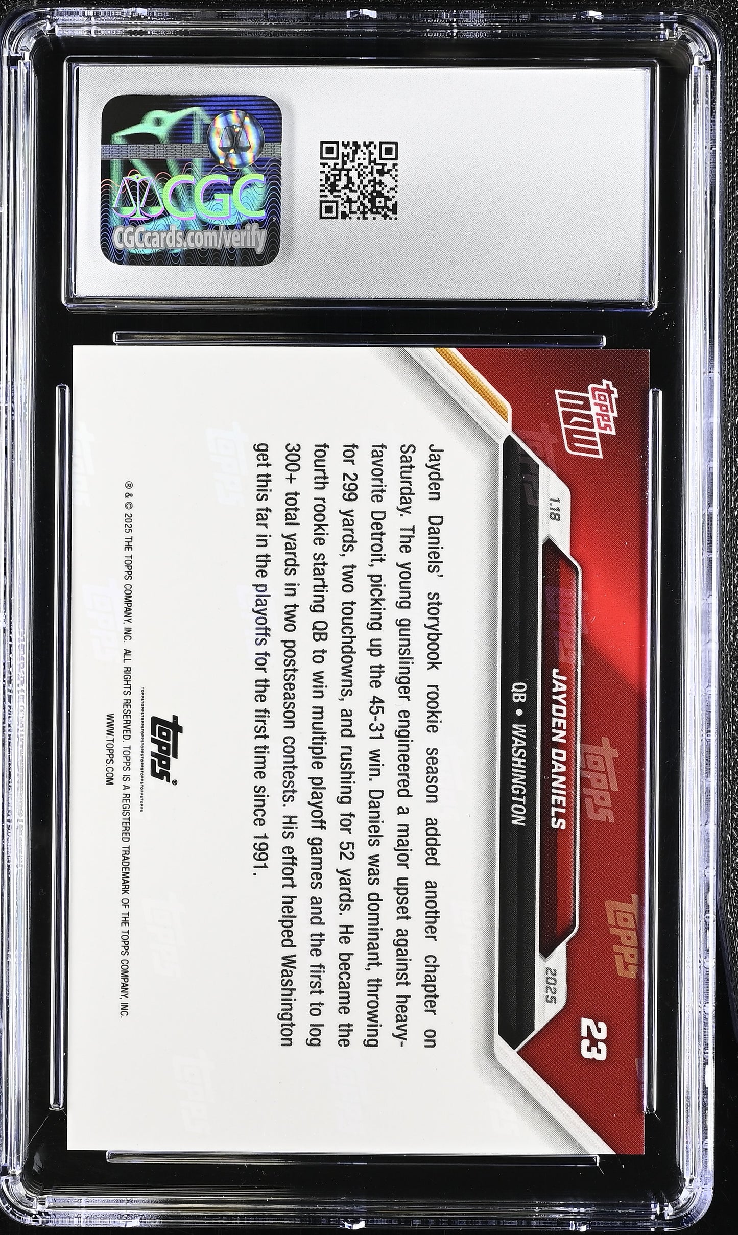 2025 Topps Now Jayden Daniels #23 CGC 9.5