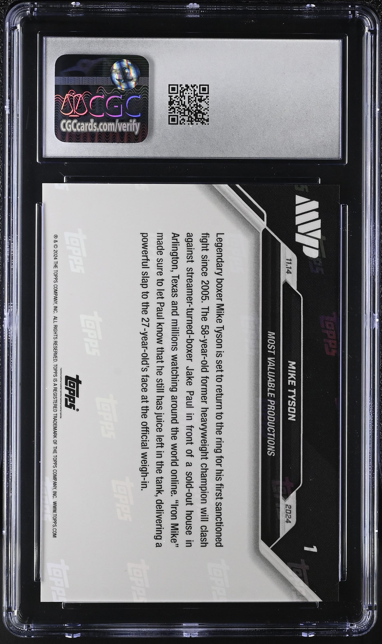 2024 Topps Now Boxing Mike Tyson #1 CGC 10