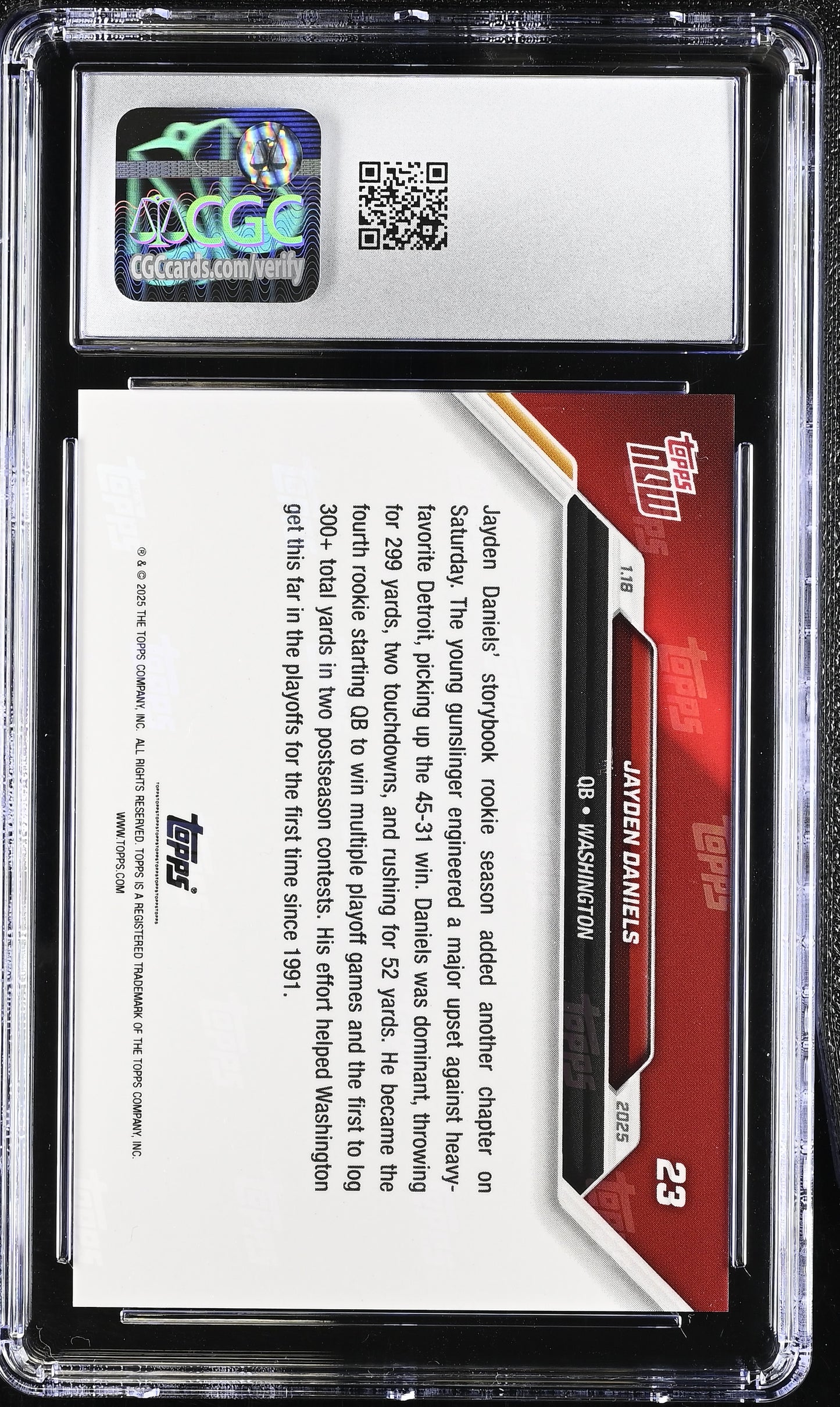 2025 Topps Now Jayden Daniels #23 CGC 10
