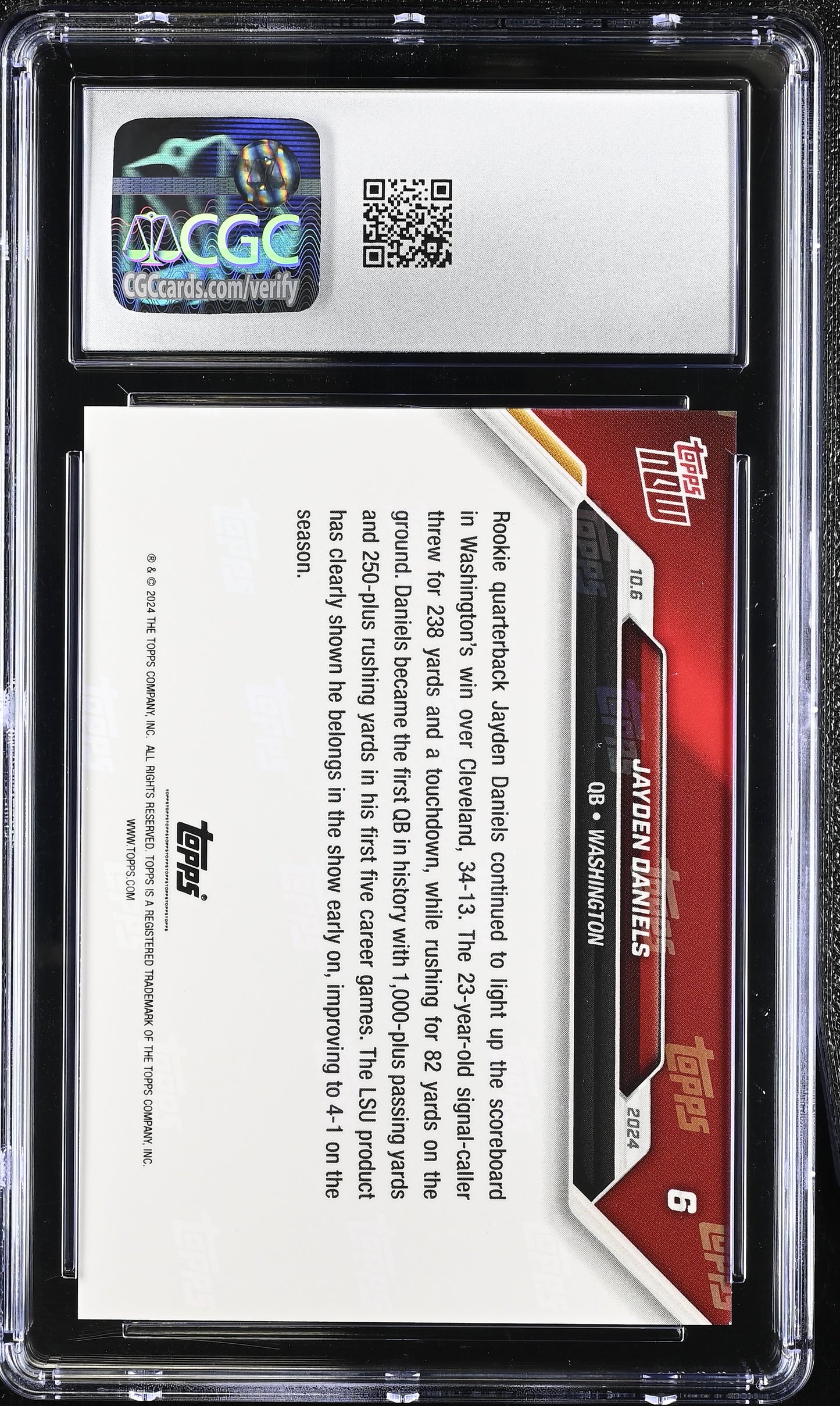 2024 Topps Now Jayden Daniels #6 CGC 9.5