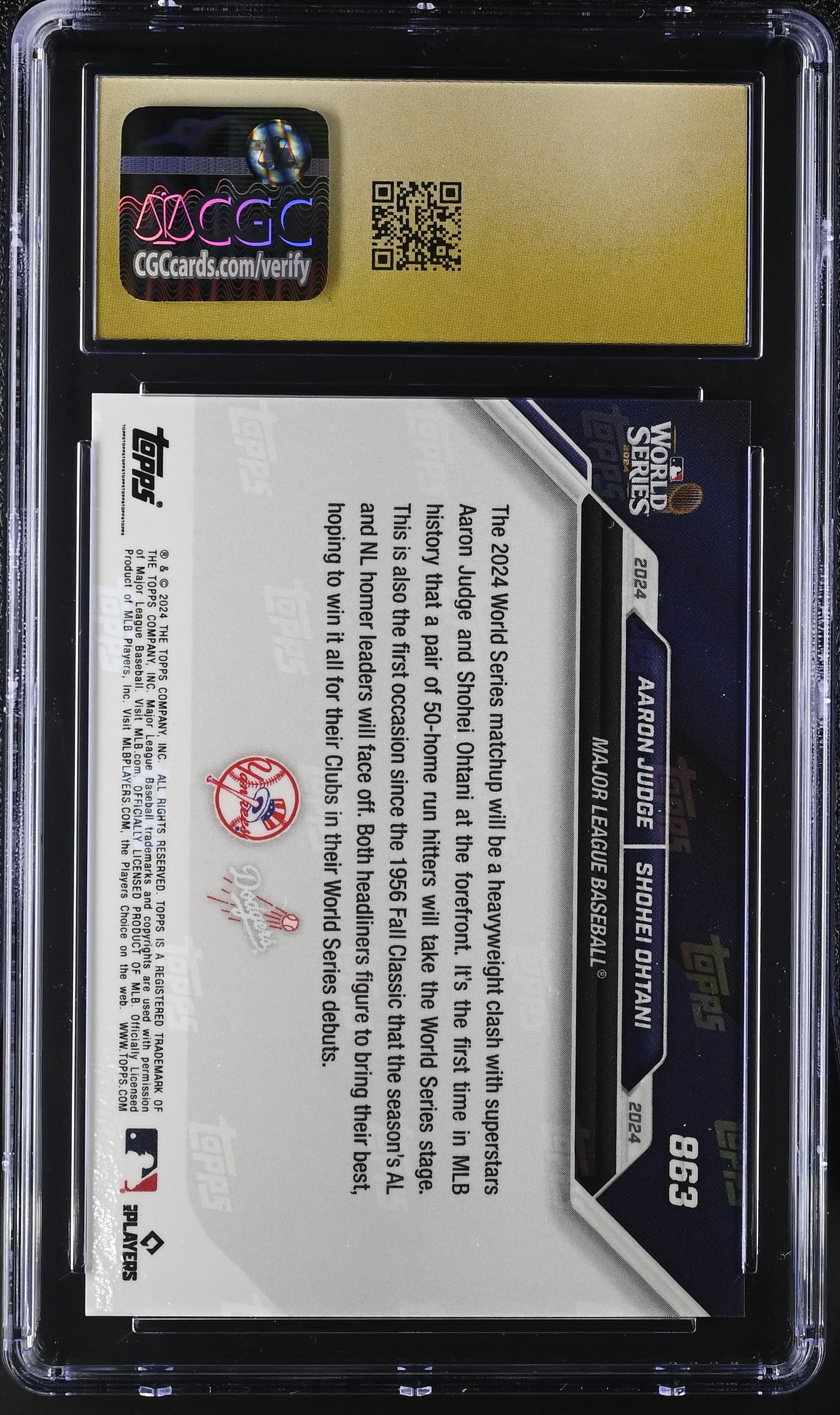 2024 Topps Now Aaron Judge/Shohei Ohtani #863 CGC Black Label Pristine 10