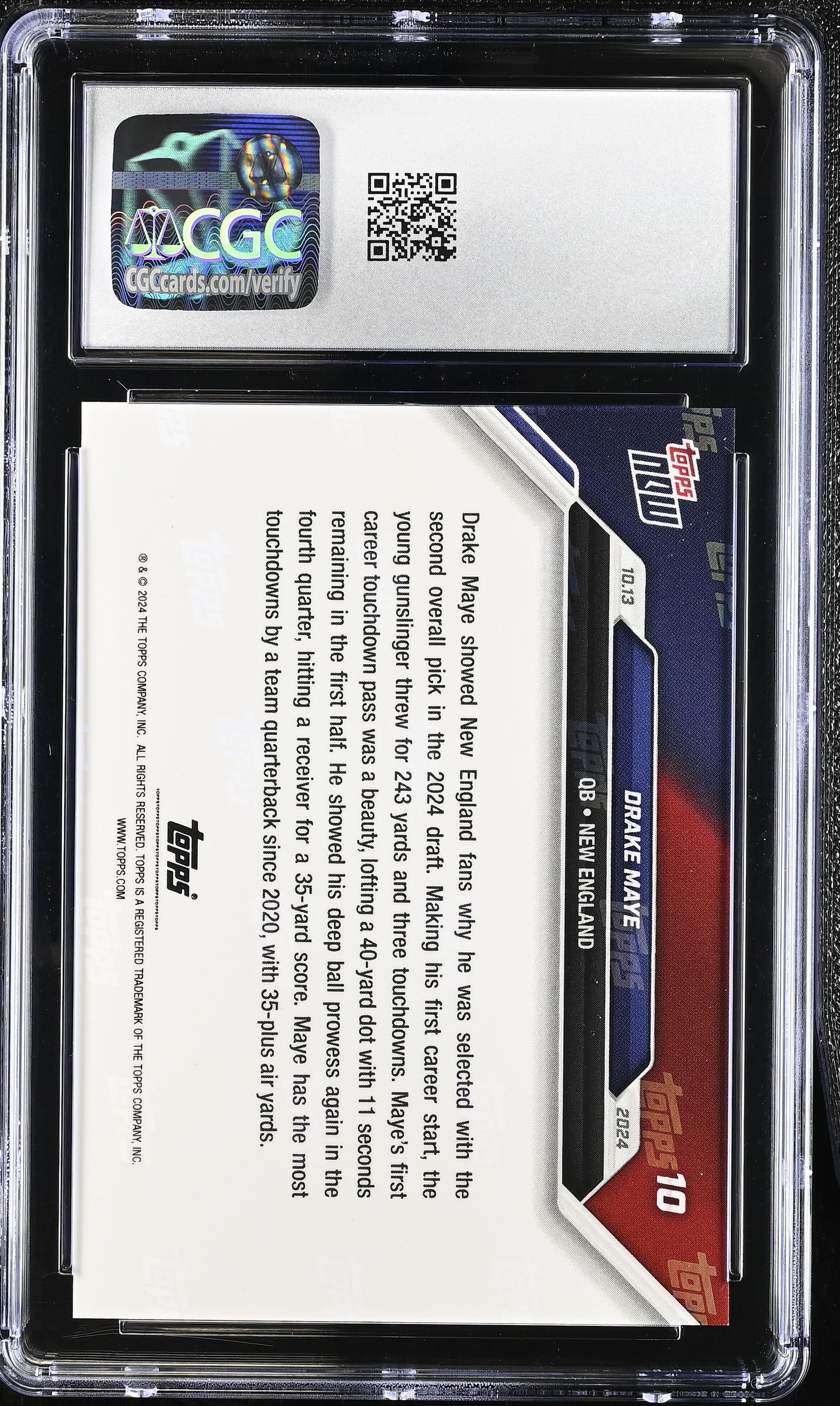 2024 Topps Now Drake Maye #10 CGC 10