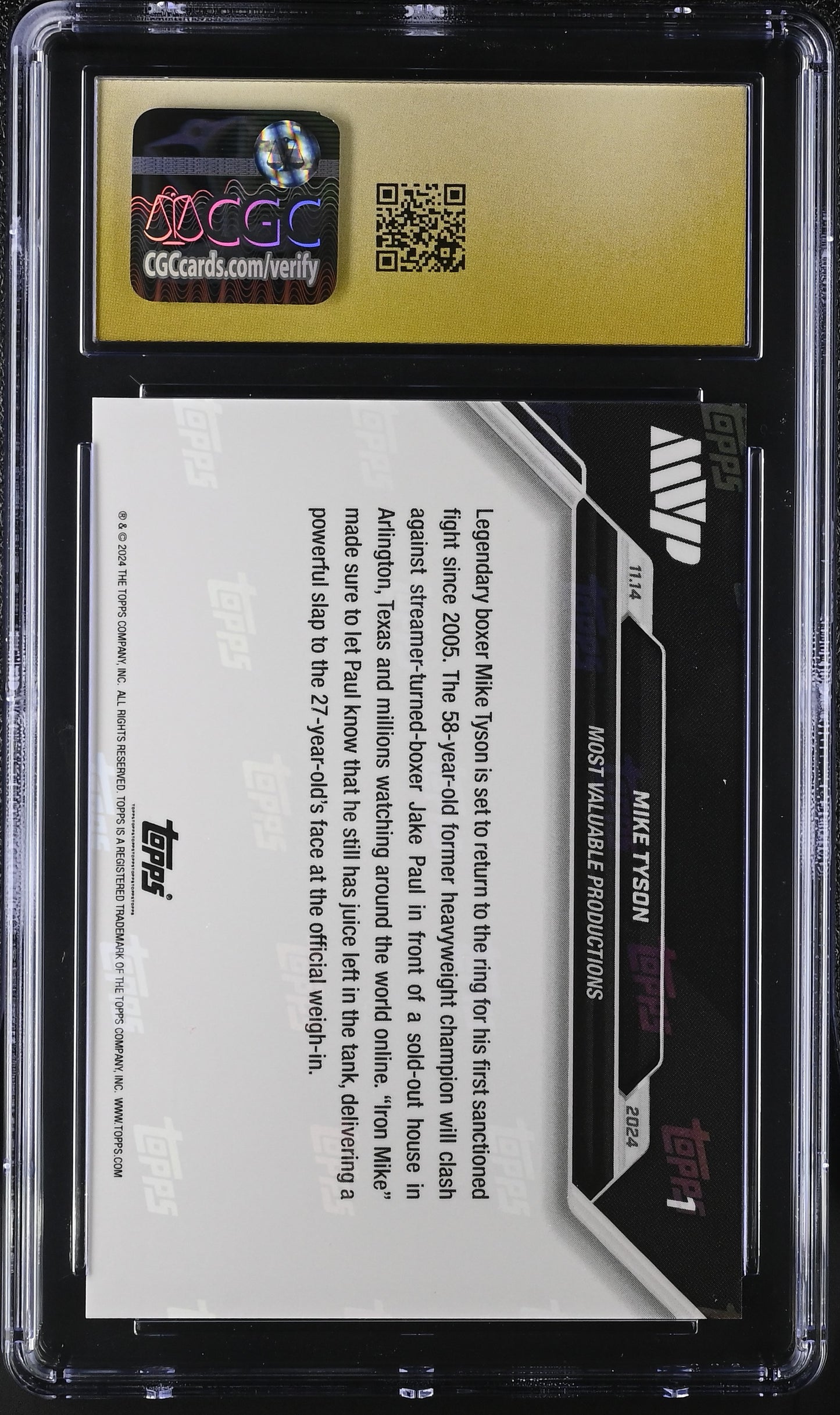 2024 Topps Now Boxing Mike Tyson #1 CGC Black Label Pristine 10