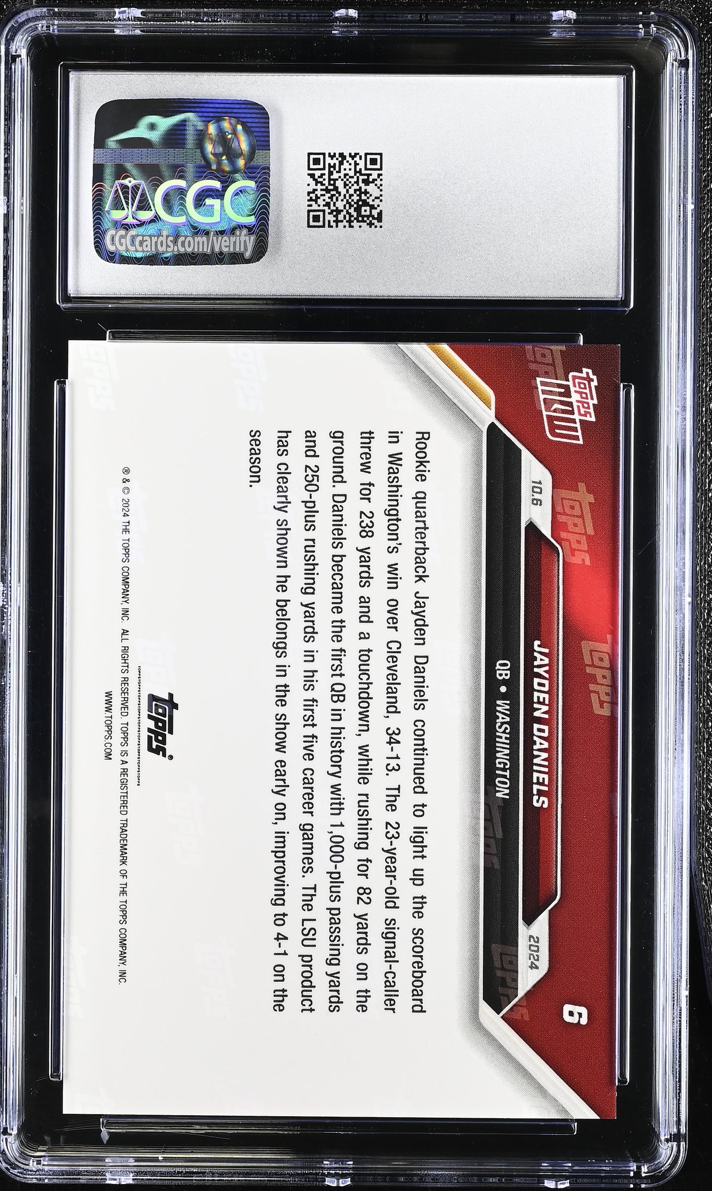 2024 Topps Now Jayden Daniels #6 CGC 9.5