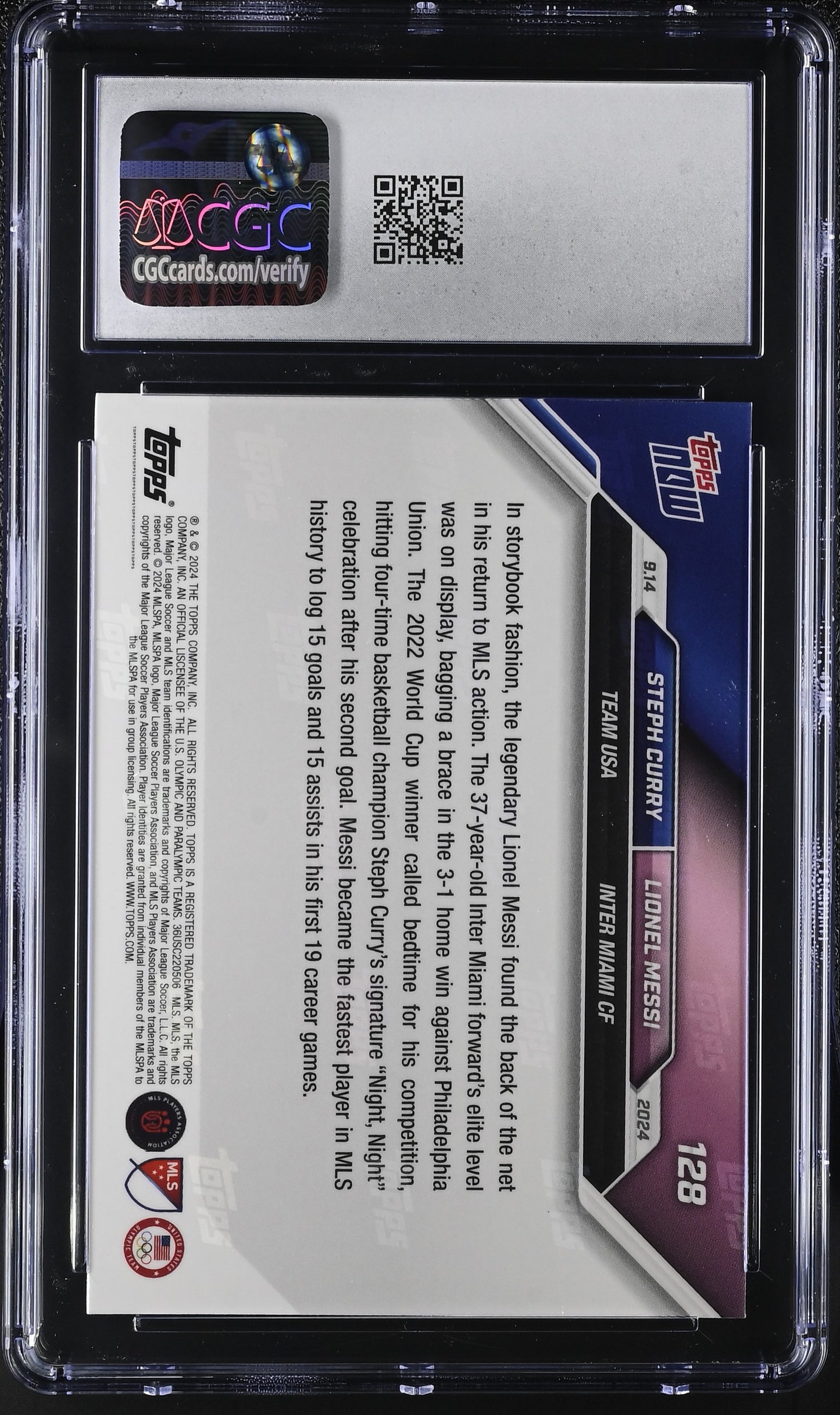 2024 Topps Now MLS Steph Curry/Lionel Messi #128 CGC 8.5