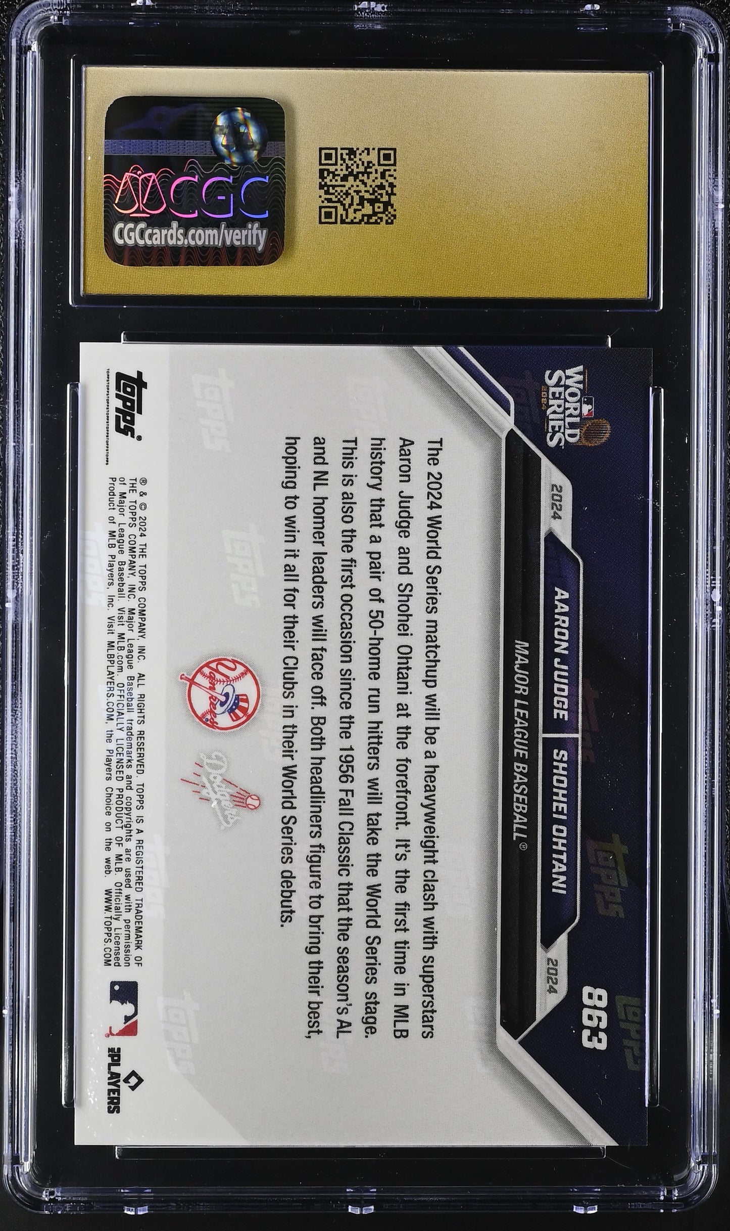 2024 Topps Now Aaron Judge/Shohei Ohtani #863 CGC Black Label Pristine 10