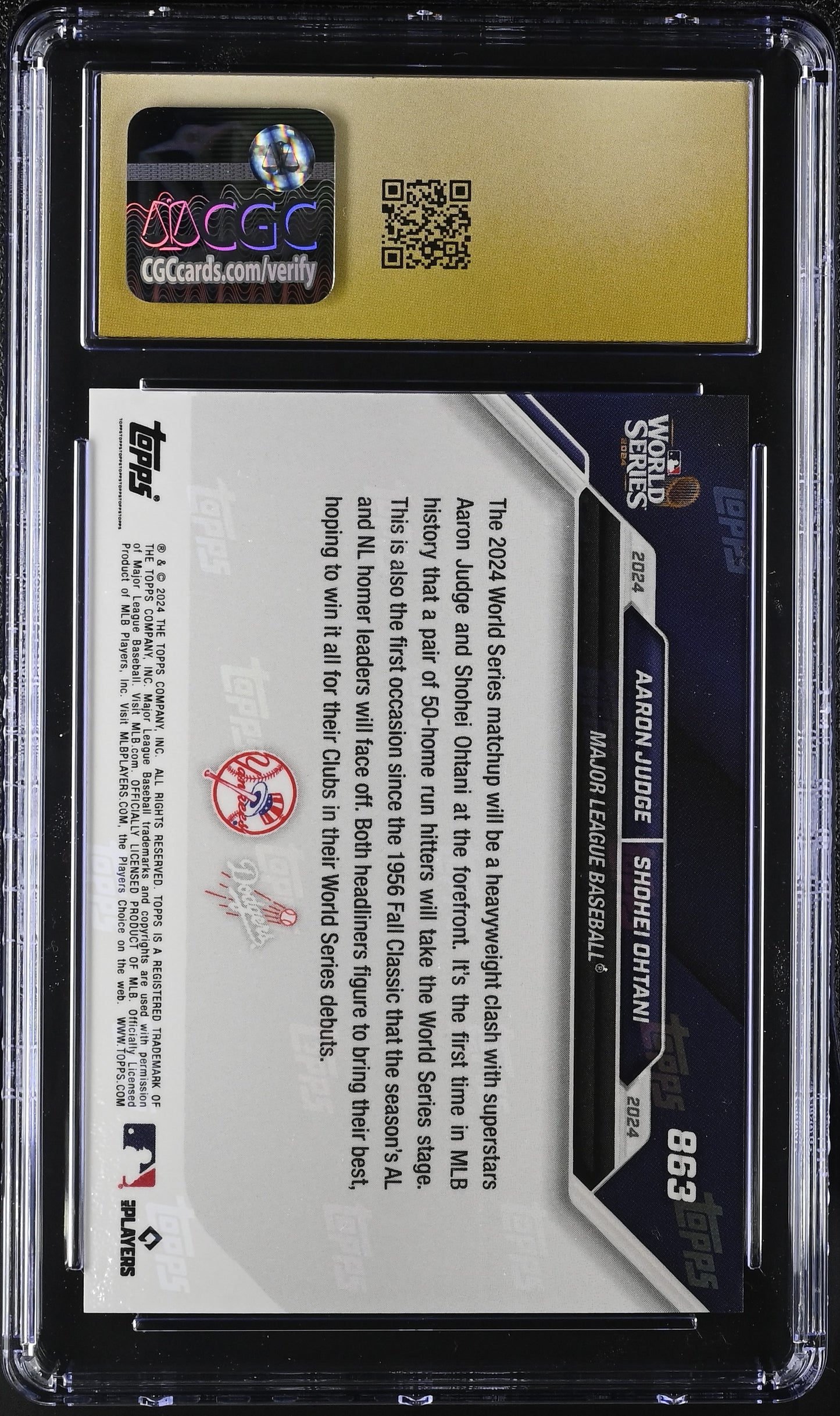 2024 Topps Now Aaron Judge/Shohei Ohtani #863 CGC Black Label Pristine 10