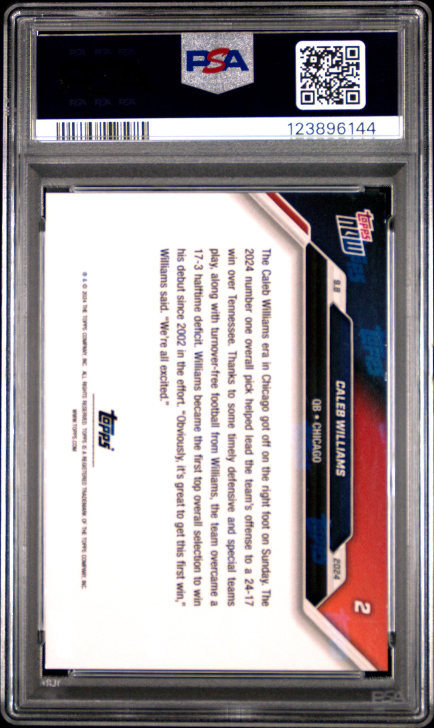 2024 Topps Now Caleb Williams #2 Blue PSA 9