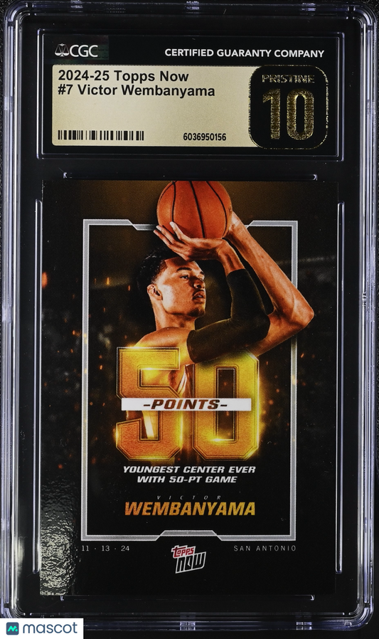 2024-25 Topps Now Victor Wembanyama #7 CGC Black Label Pristine 10