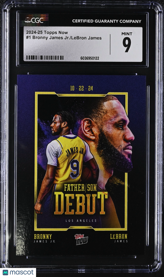 2024-25 Topps Now Bronny James Jr./LeBron James #1 CGC 9