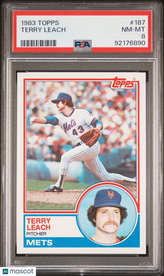 1983 Topps Terry Leach #187 PSA 8