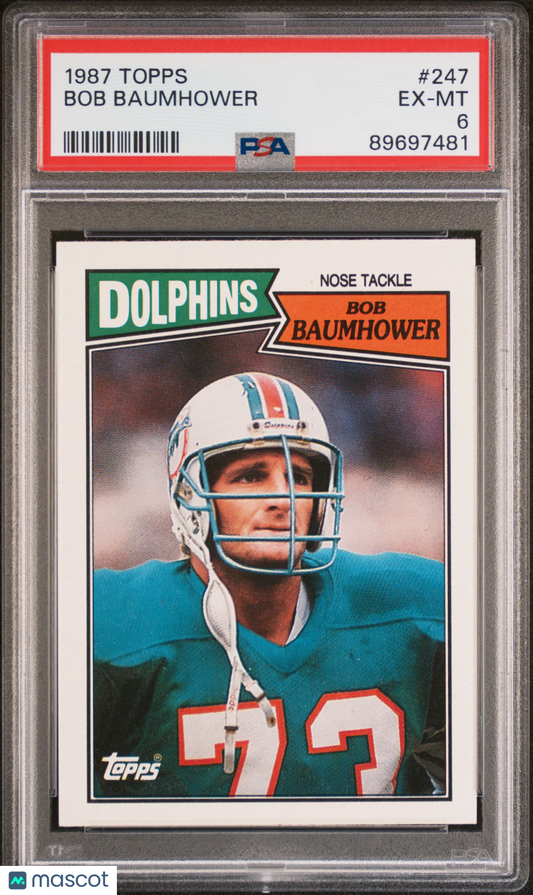 1987 Topps Bob Baumhower #247 PSA 6