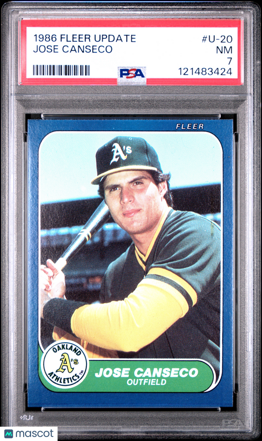 1986 Fleer Update Jose Canseco #U-20 PSA 7