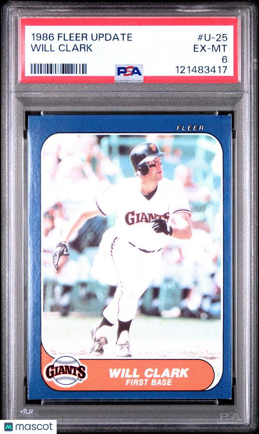 1986 Fleer Update Will Clark #U-25 PSA 6